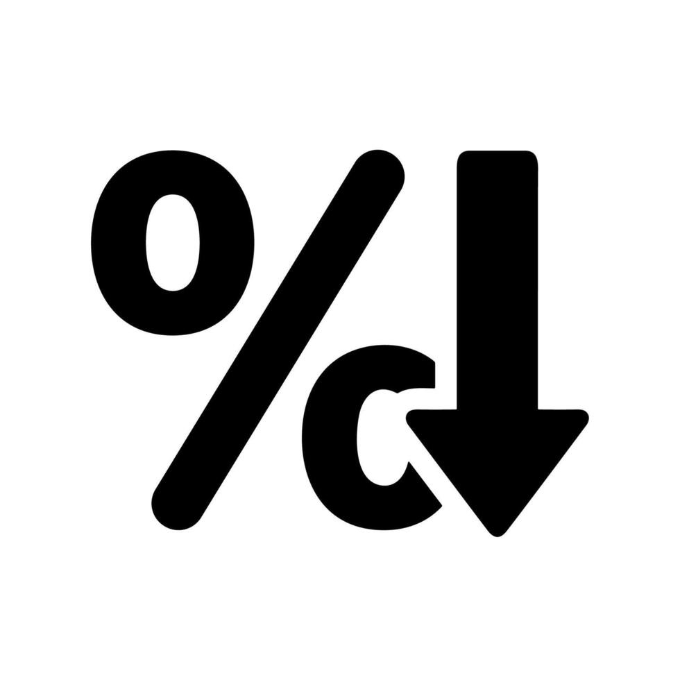 Simple Black Percentage Decrease Sign Symbol Shape Icon vector