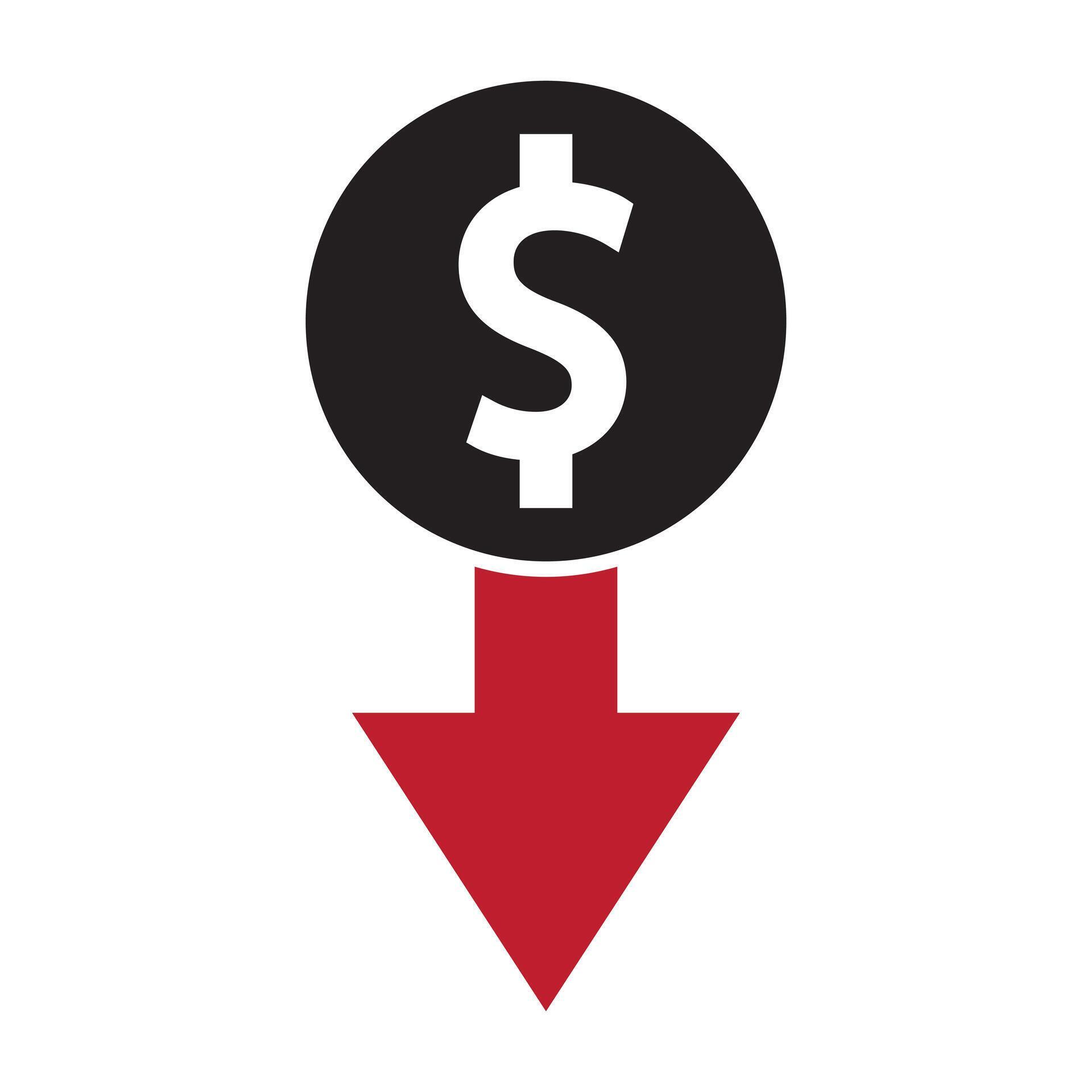 Dollar up and down icon. Price decrease and increase symbol icon ...