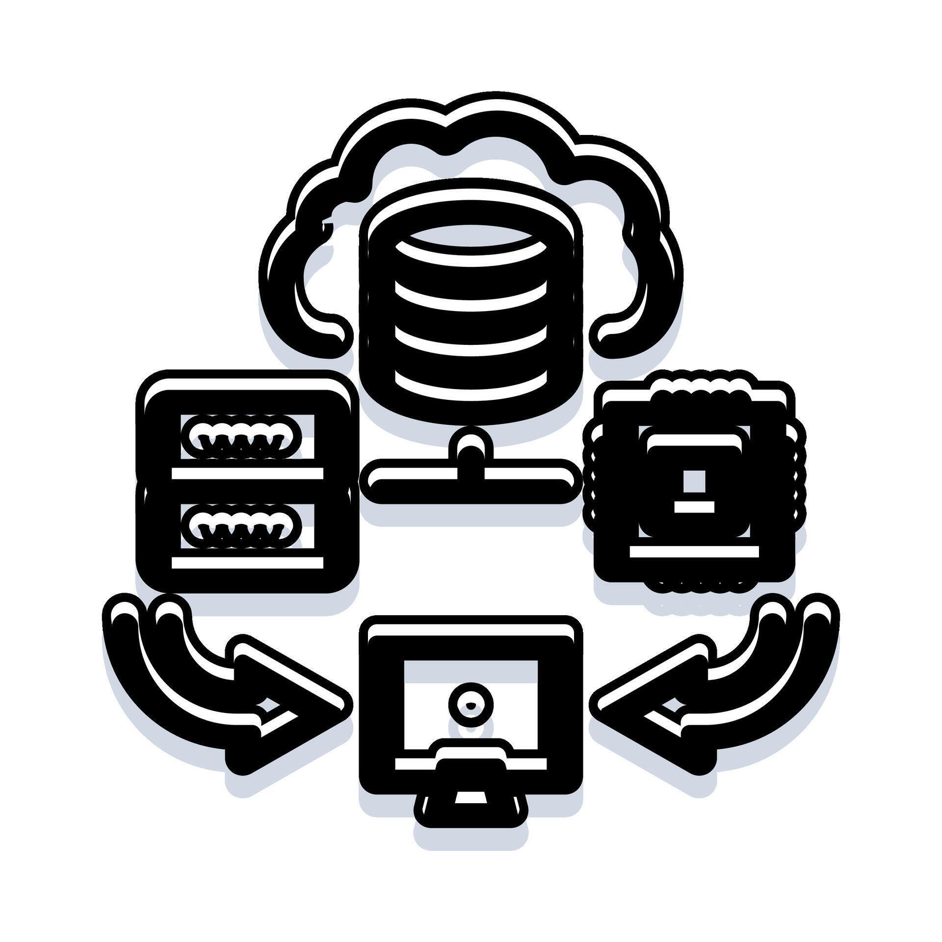 Cloud computing storing and processing shared data 78621477 Vector Art ...