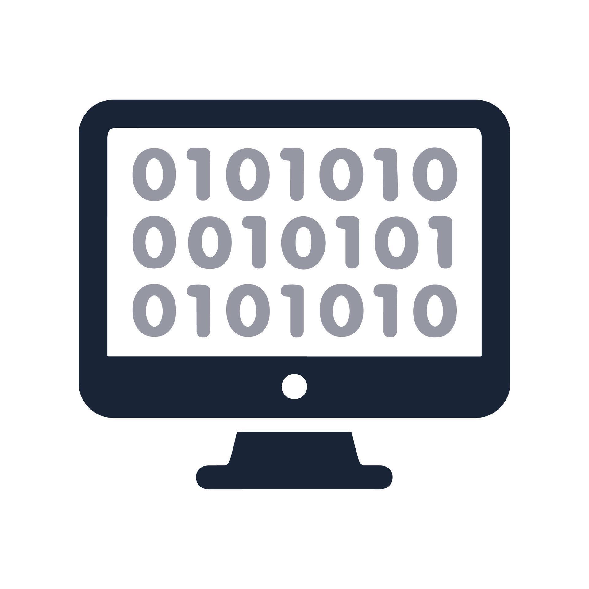 Flat Digital Binary Code on Computer Screen Display Icon 78630350 ...