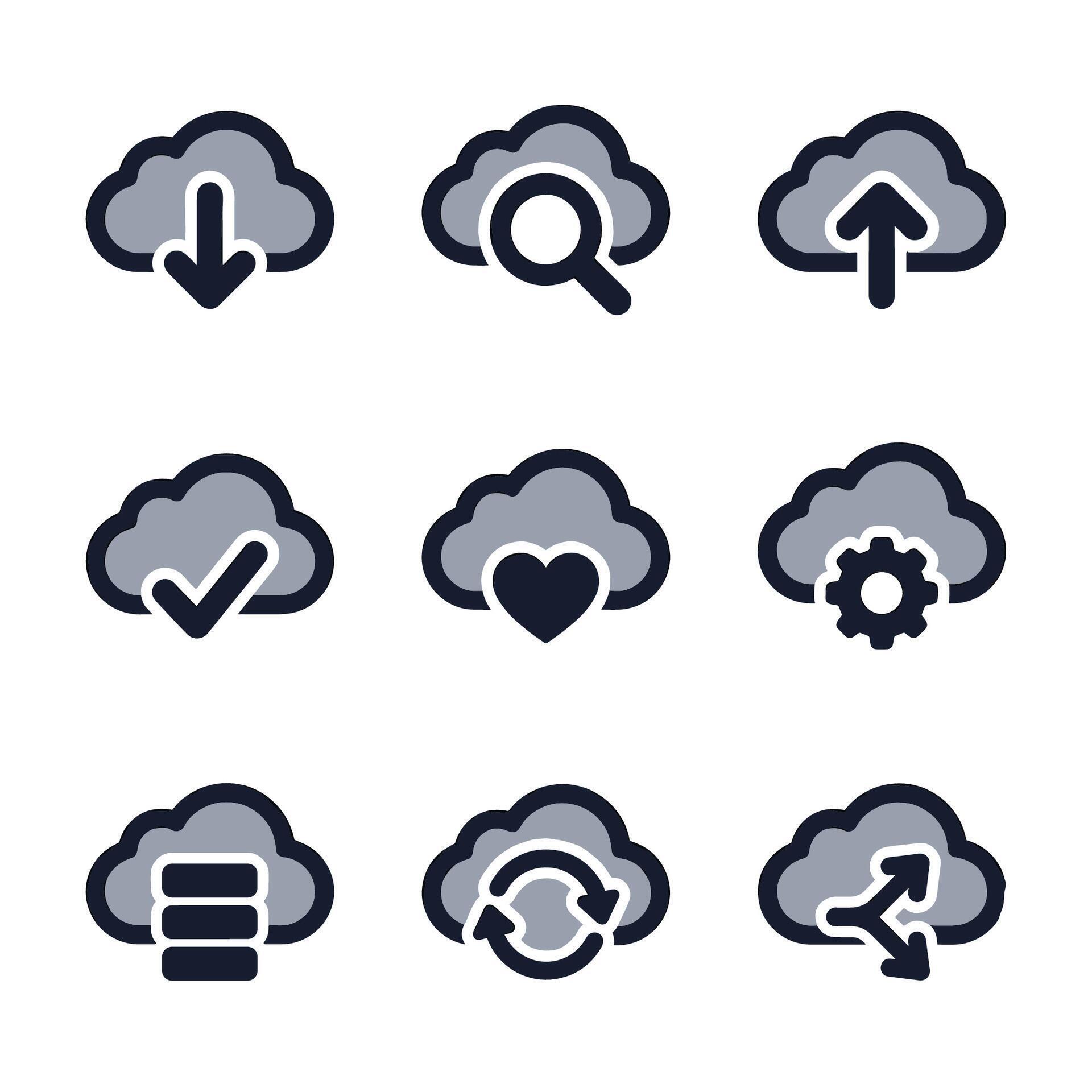Flat Style Cloud Computing Element Connection Network Icon Set 78668673 ...
