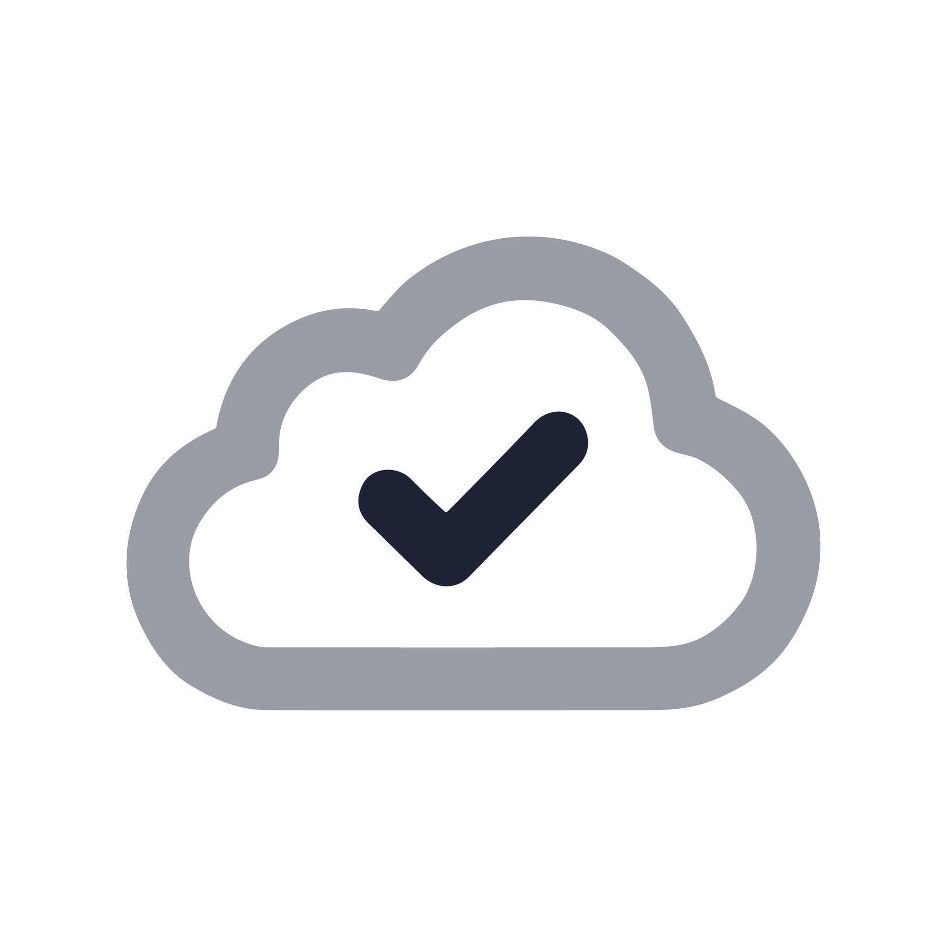 Flat Cloud Computing Checkmark Approved Data Icon Graphic Element ...