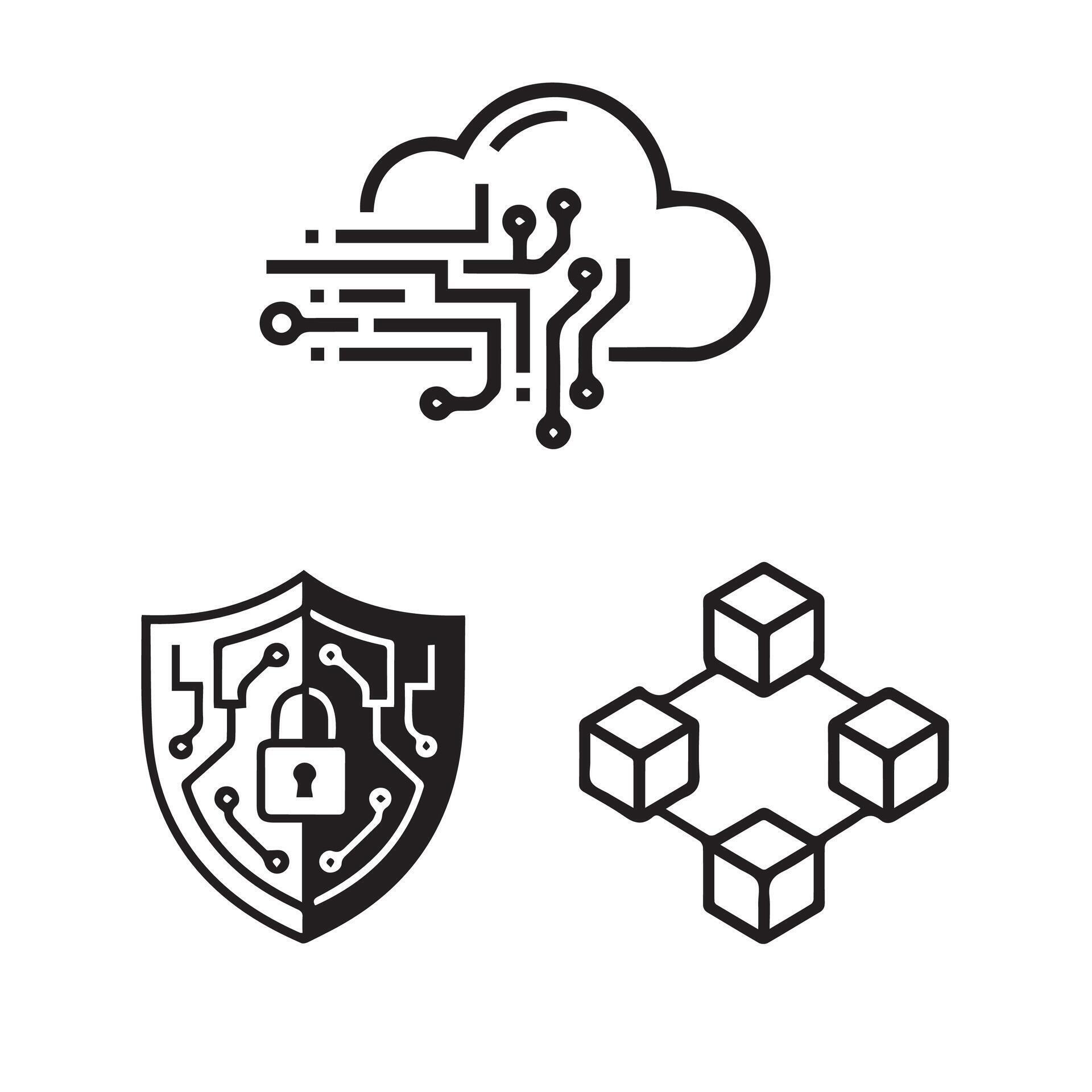 Cloud computing, security and encryption icons 78700028 Vector Art at ...