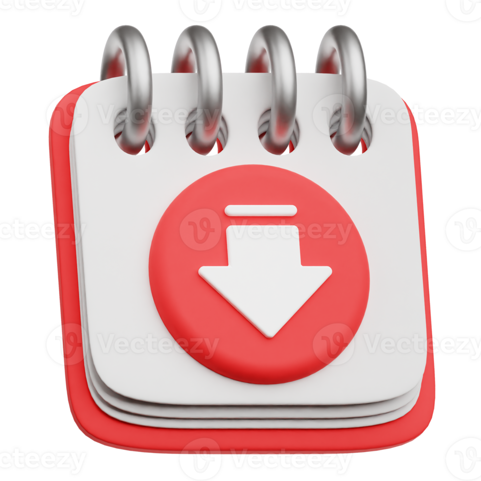 Decrease Calendar Note 3D Icon Isolated On Transparent Background ...