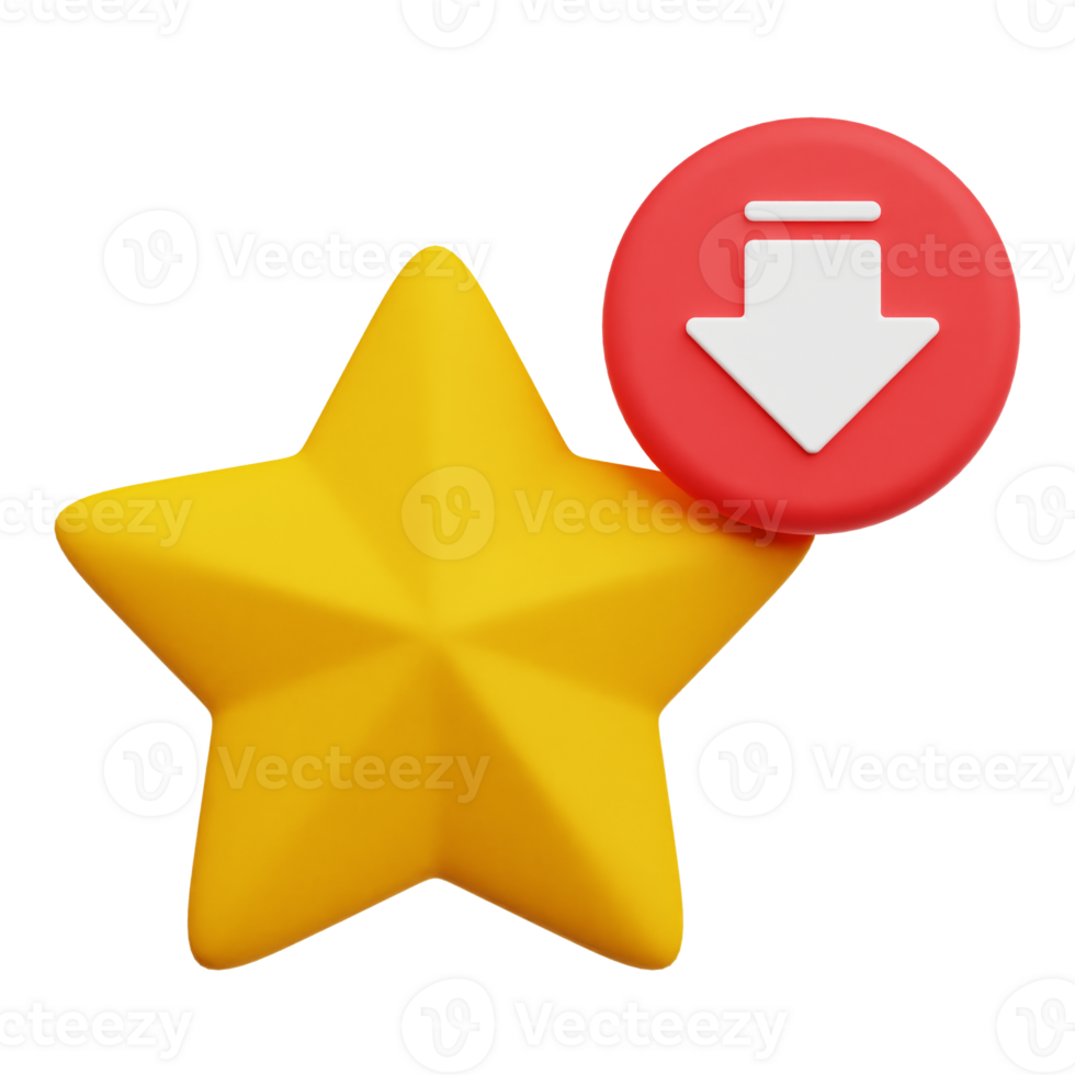 Decrease Gold Star 3D Icon Isolated On Transparent Background 78716492 PNG