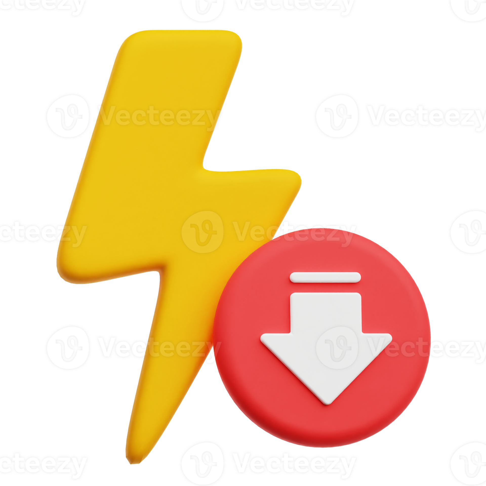Decrease Lightning 3D Icon Isolated On Transparent Background 78716494 PNG