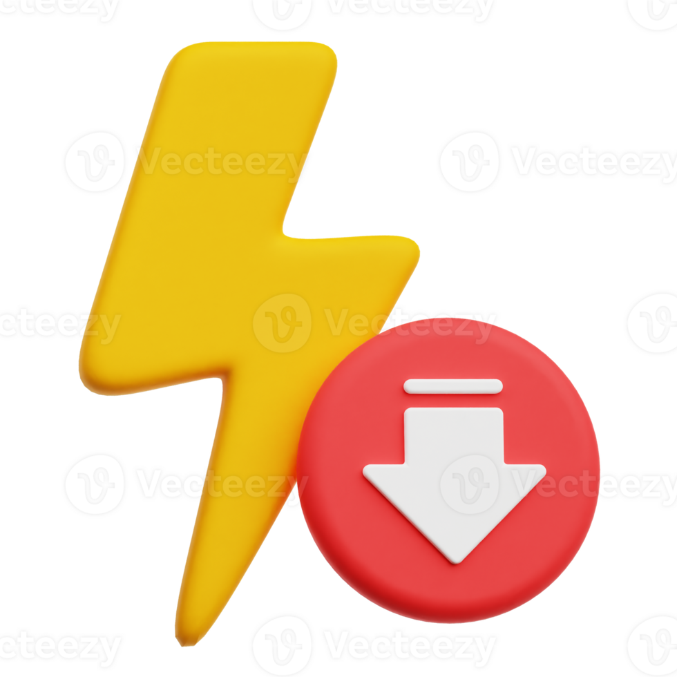 Decrease Lightning 3D Icon Isolated On Transparent Background 78716494 PNG