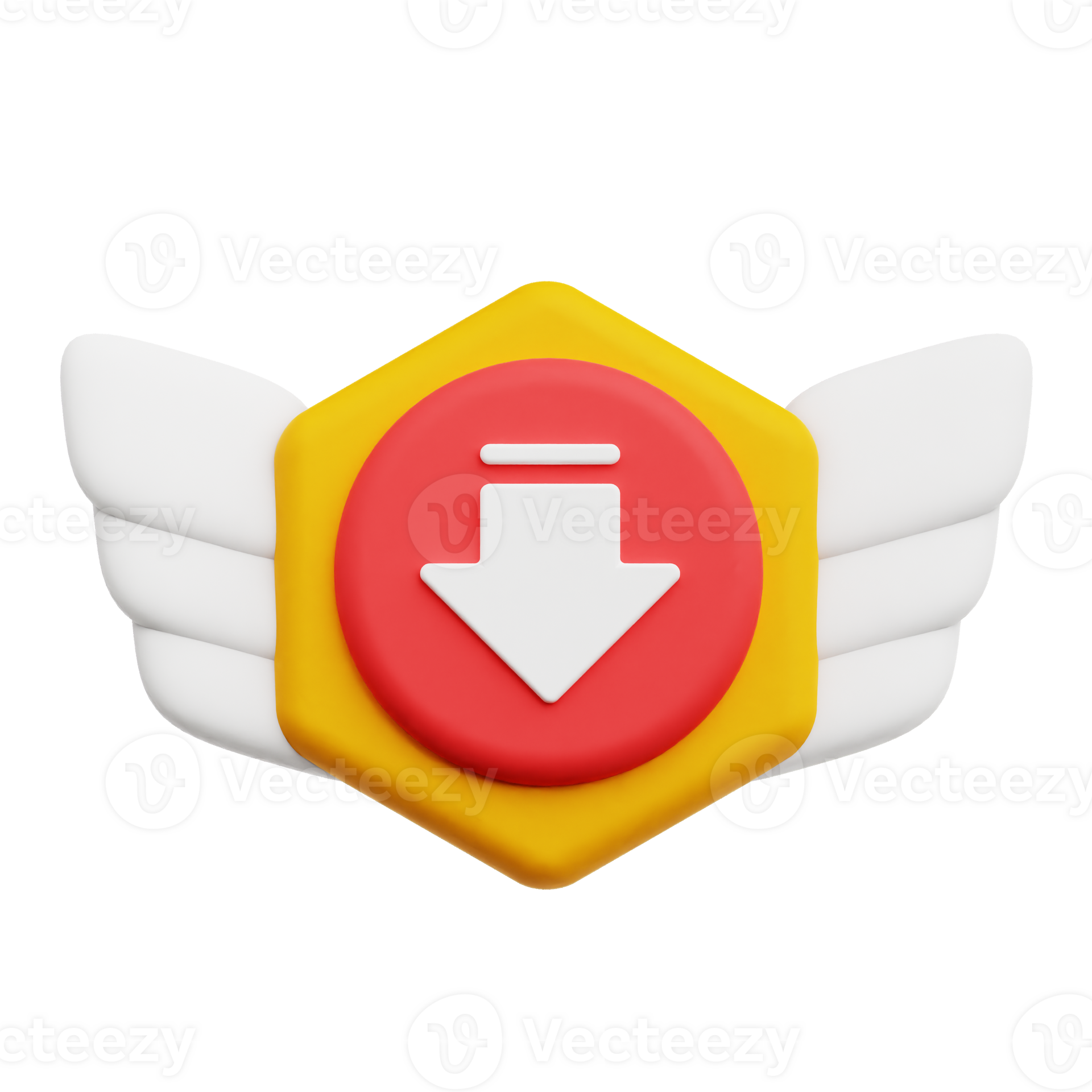 Decrease Medal with Wings 3D Icon Isolated On Transparent Background ...