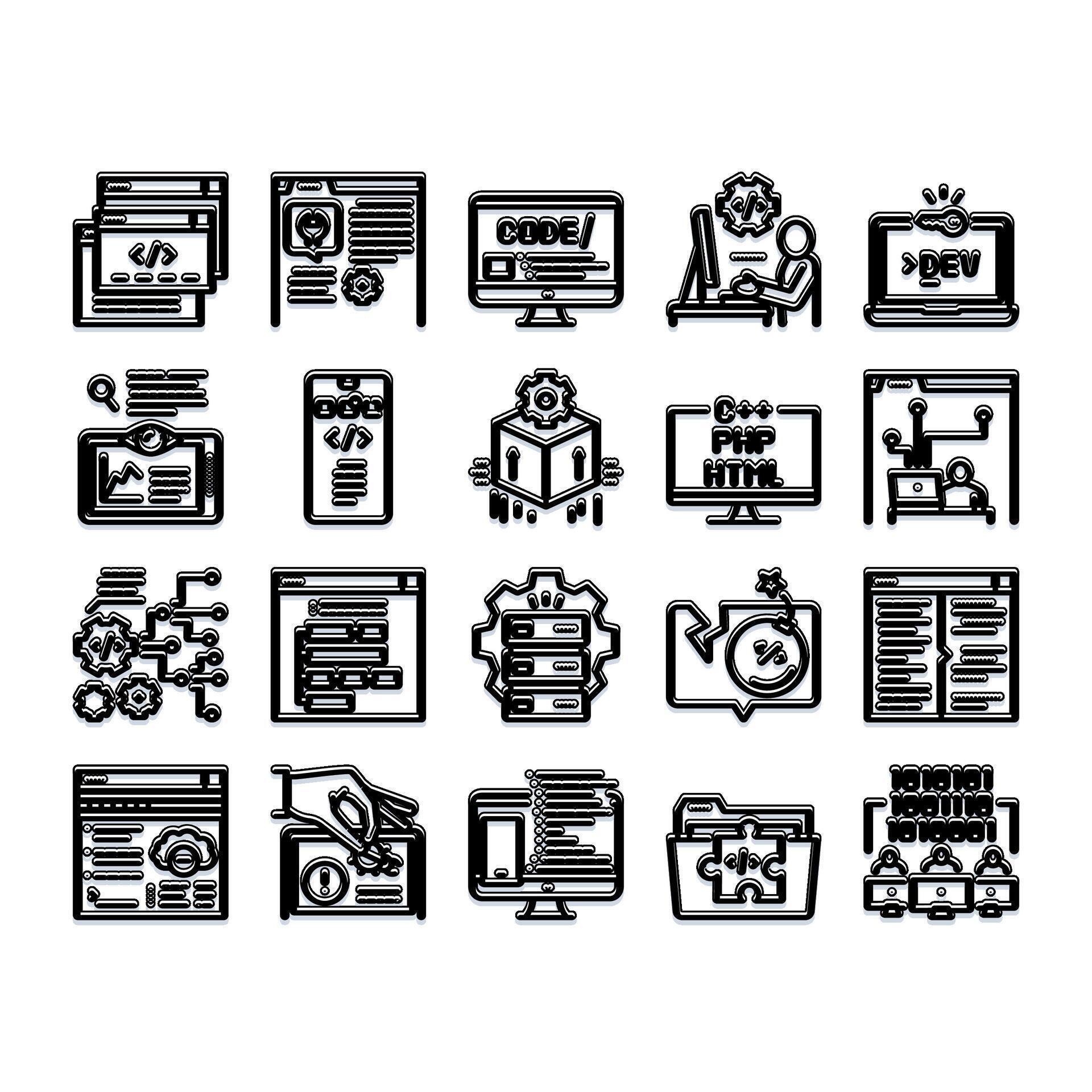 Programming web development and coding technology icons 78868514 Vector ...