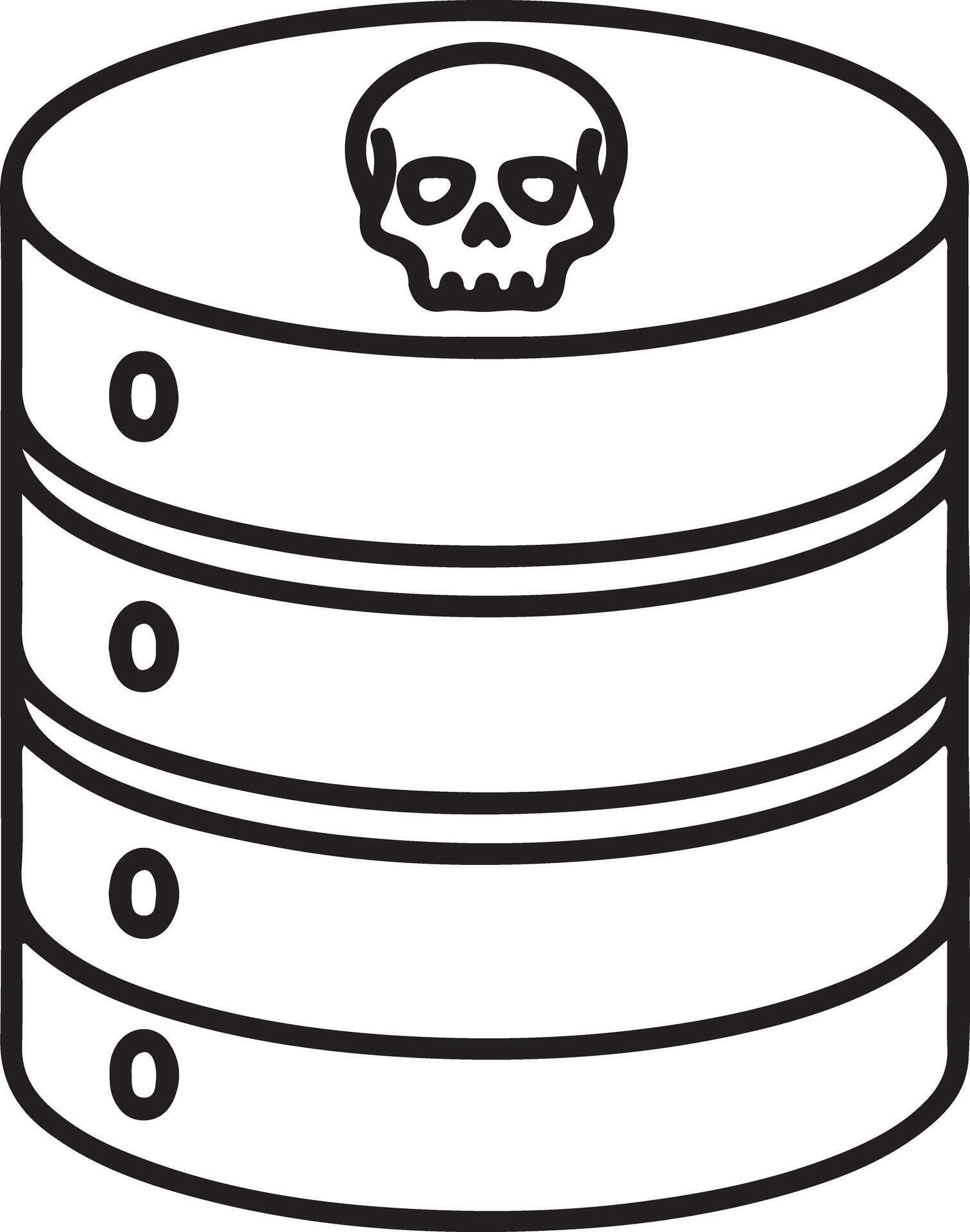 Database stack with skull icon, data loss 78941007 Vector Art at Vecteezy