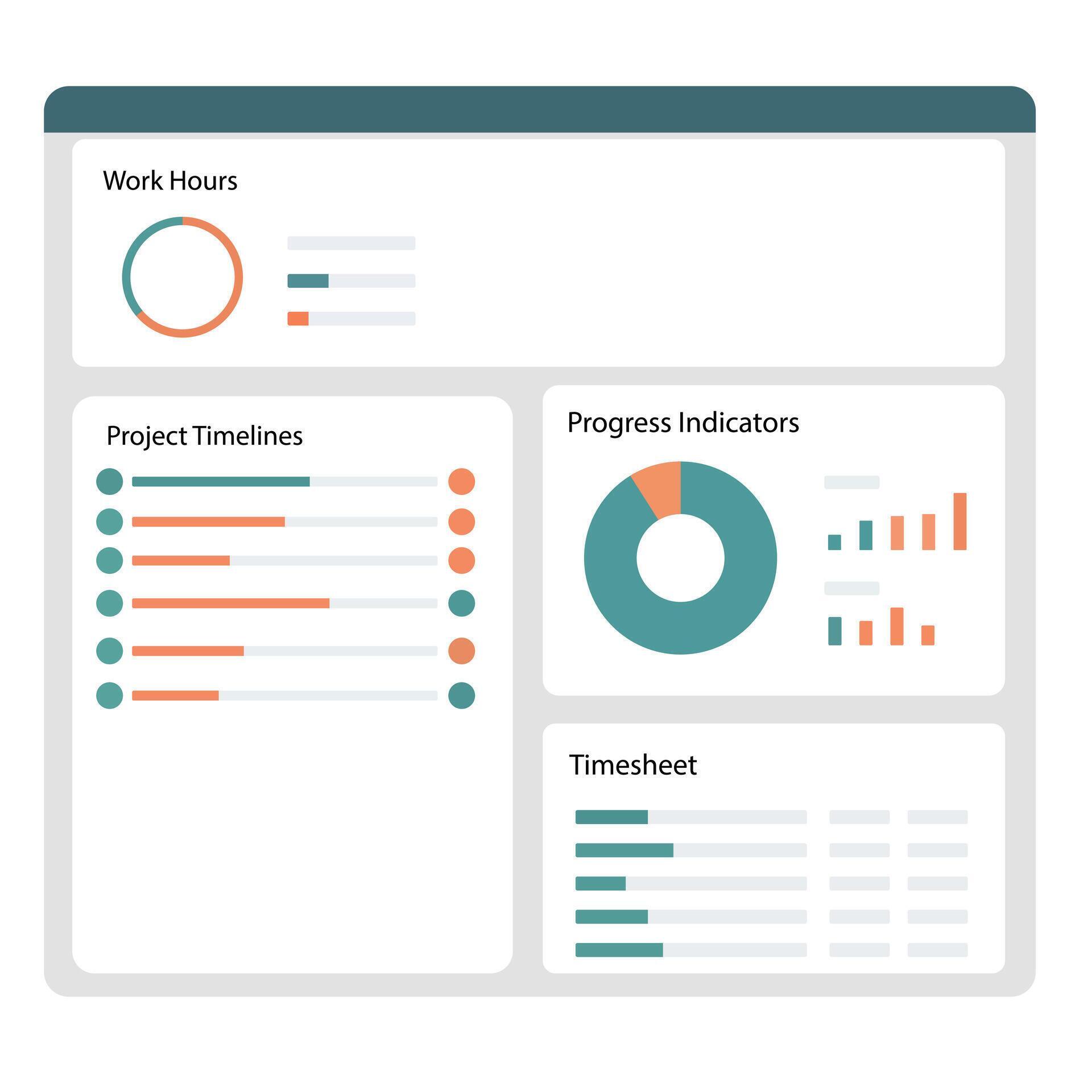 Time Tracking Software Dashboard Interface Design 79032124 Vector Art ...