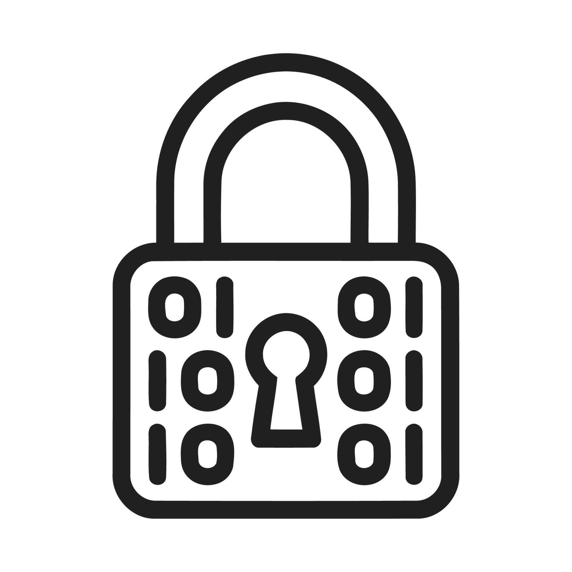 Outline Minimalist Security Lock Icon with Binary Code Pattern 79246067 ...