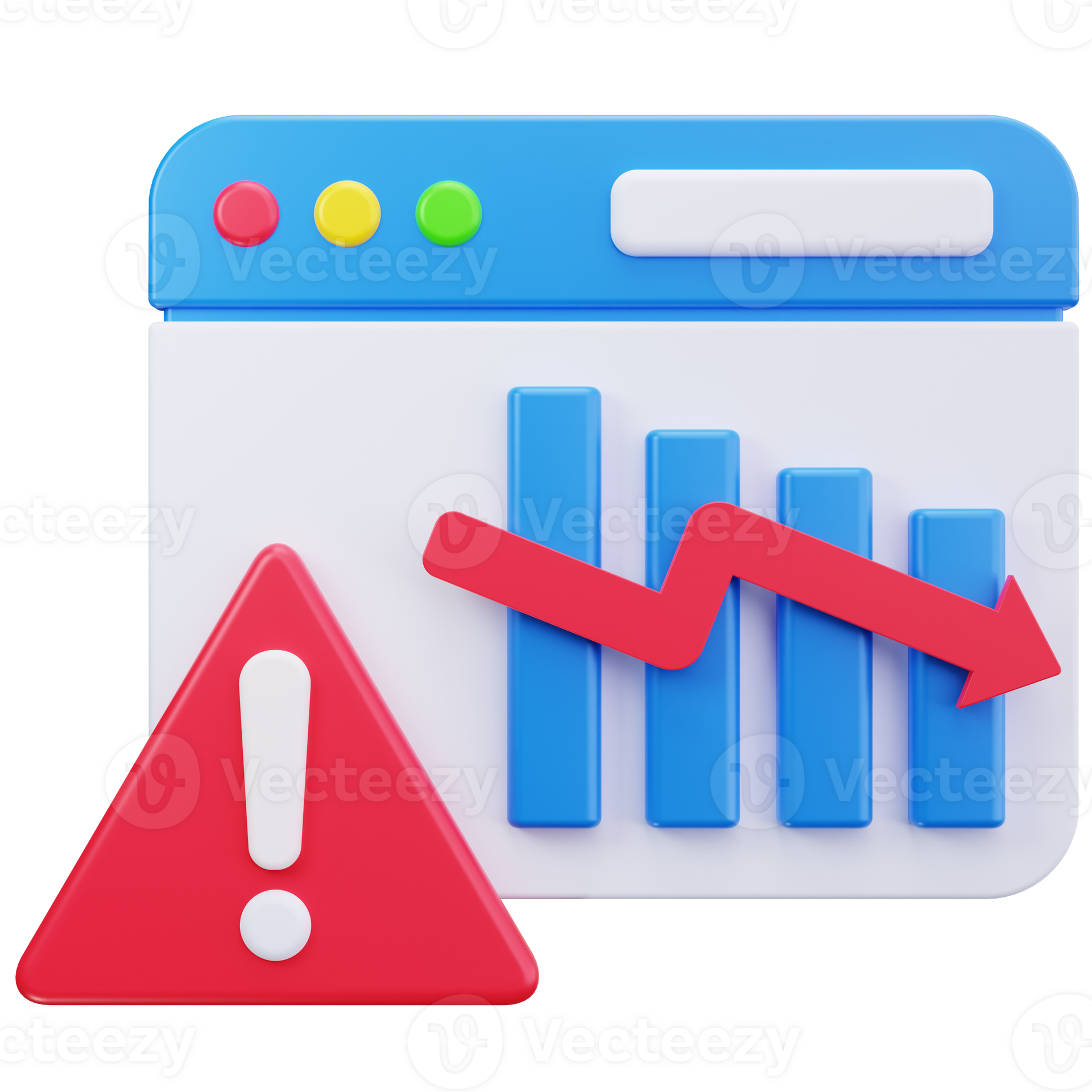 Warning Analytics Decrease Chart 3D Illustrations 79275628 PNG