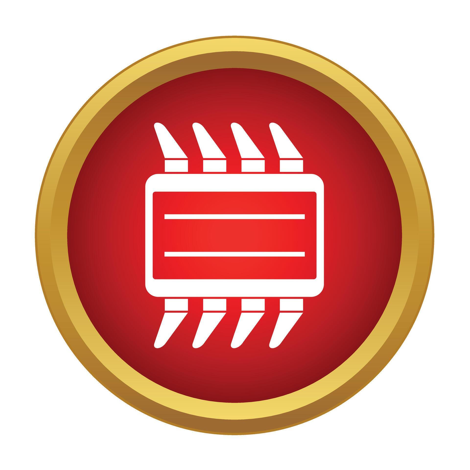 Microchip processor icon on a red button 79292185 Vector Art at Vecteezy