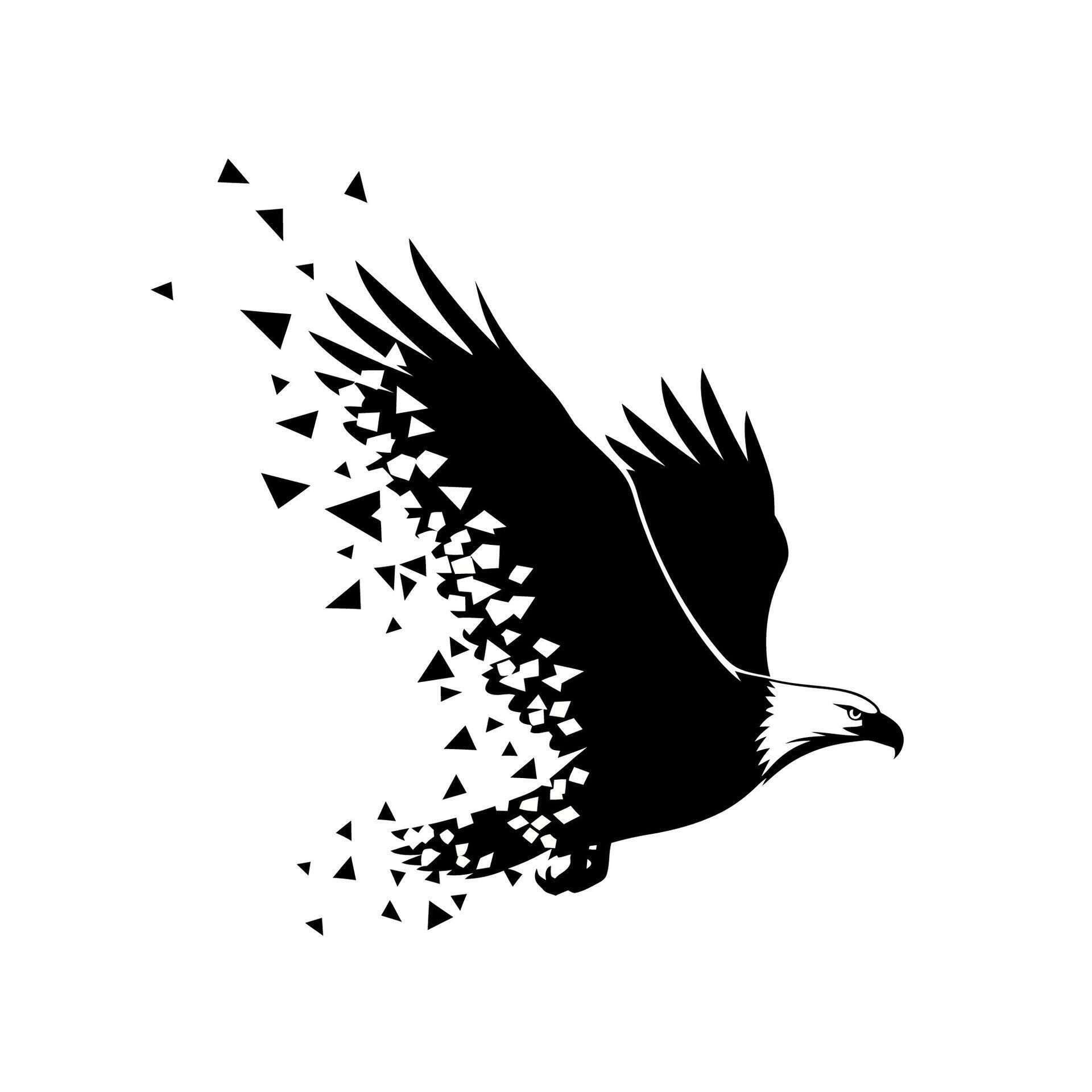 Black Eagle Dissolving into Triangles Graphic. 79363310 Vector Art at ...