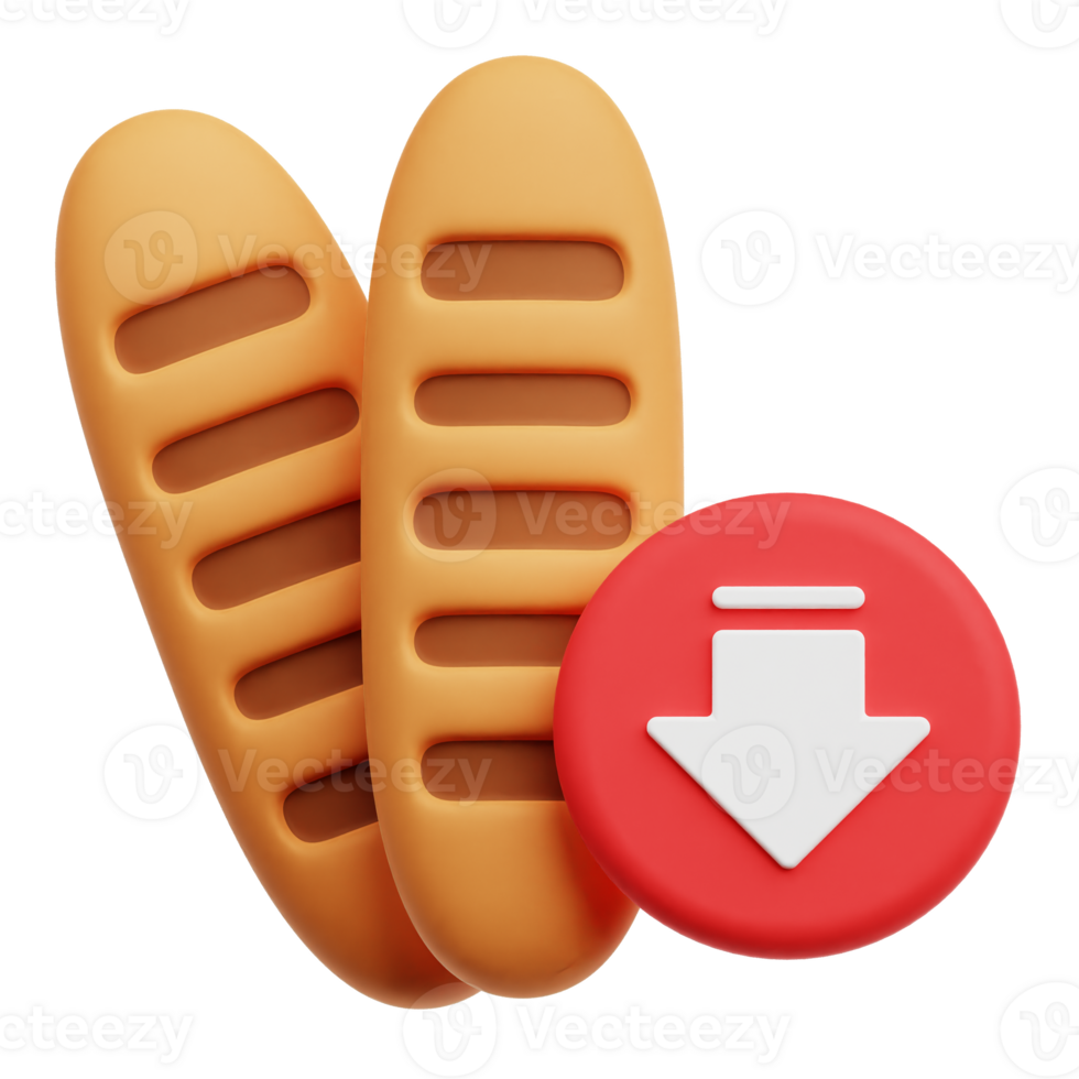Decrease Baguette 3D Icon Isolated On Transparent Background 79384700 PNG