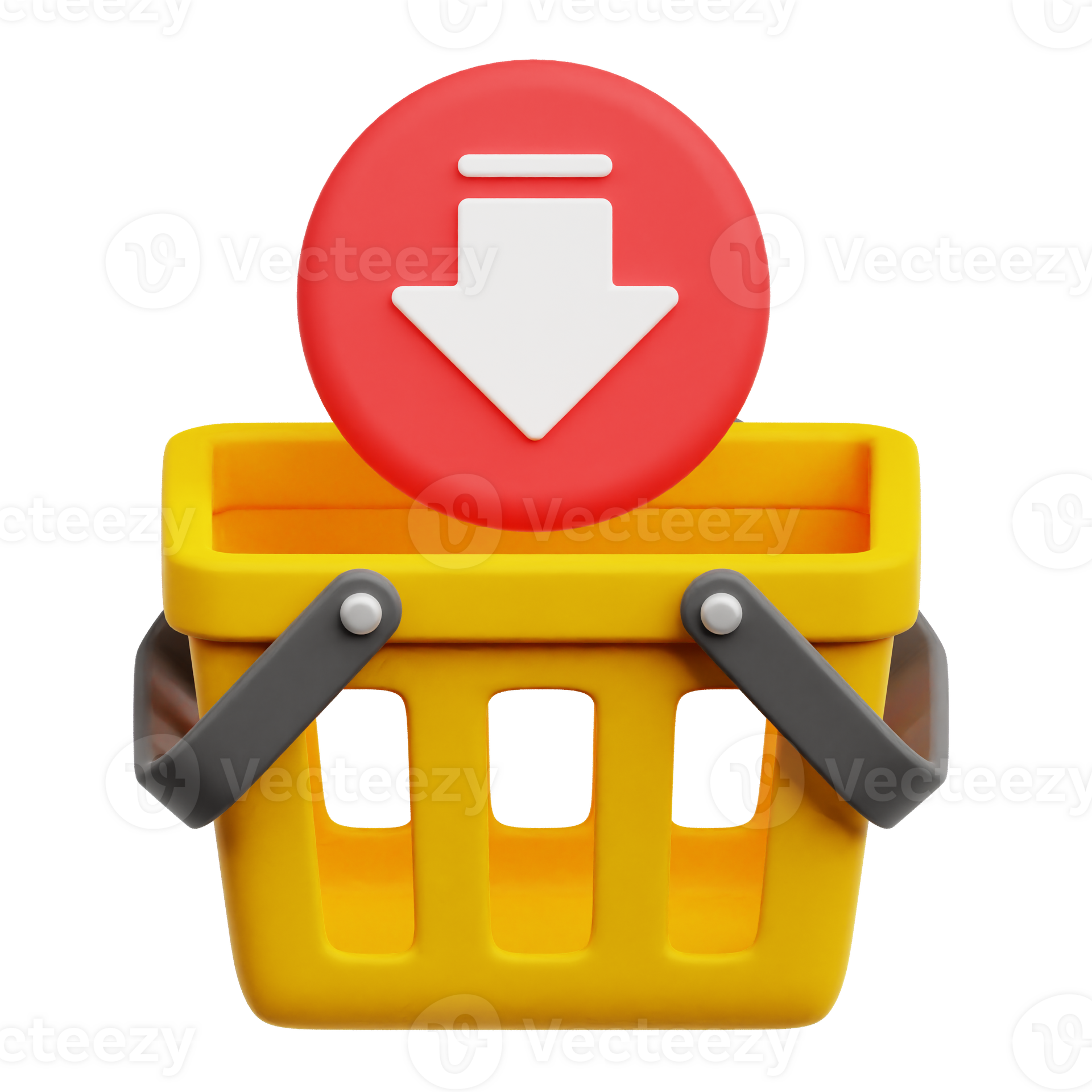 Decrease Shopping Basket 3D Icon Isolated On Transparent Background ...