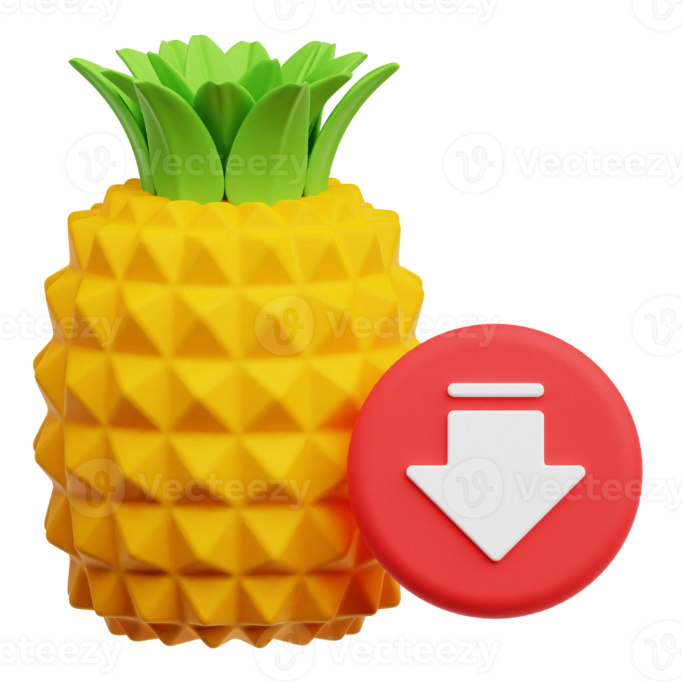 Decrease Pineapple 3D Icon Isolated On Transparent Background 79384708 PNG
