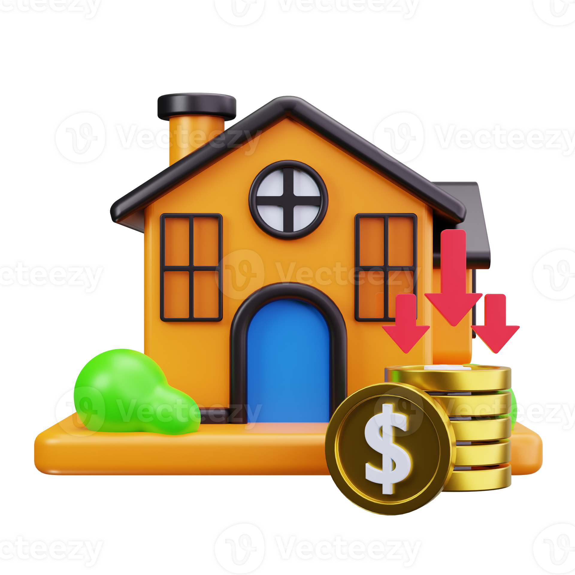 Property Value Decrease Trend 3D Illustrations 79423842 PNG