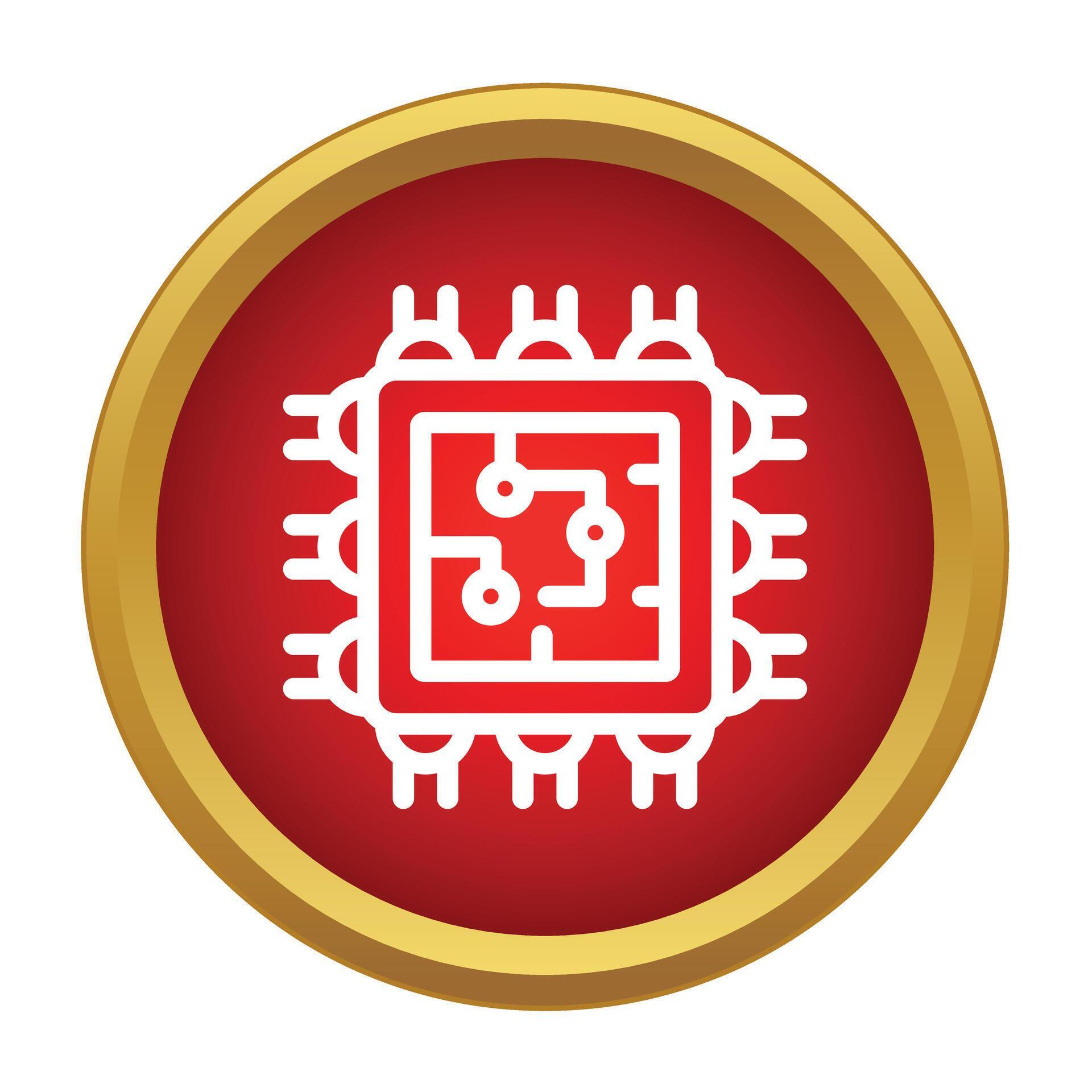 Microchip processor inside a red technology icon 79484467 Vector Art at ...