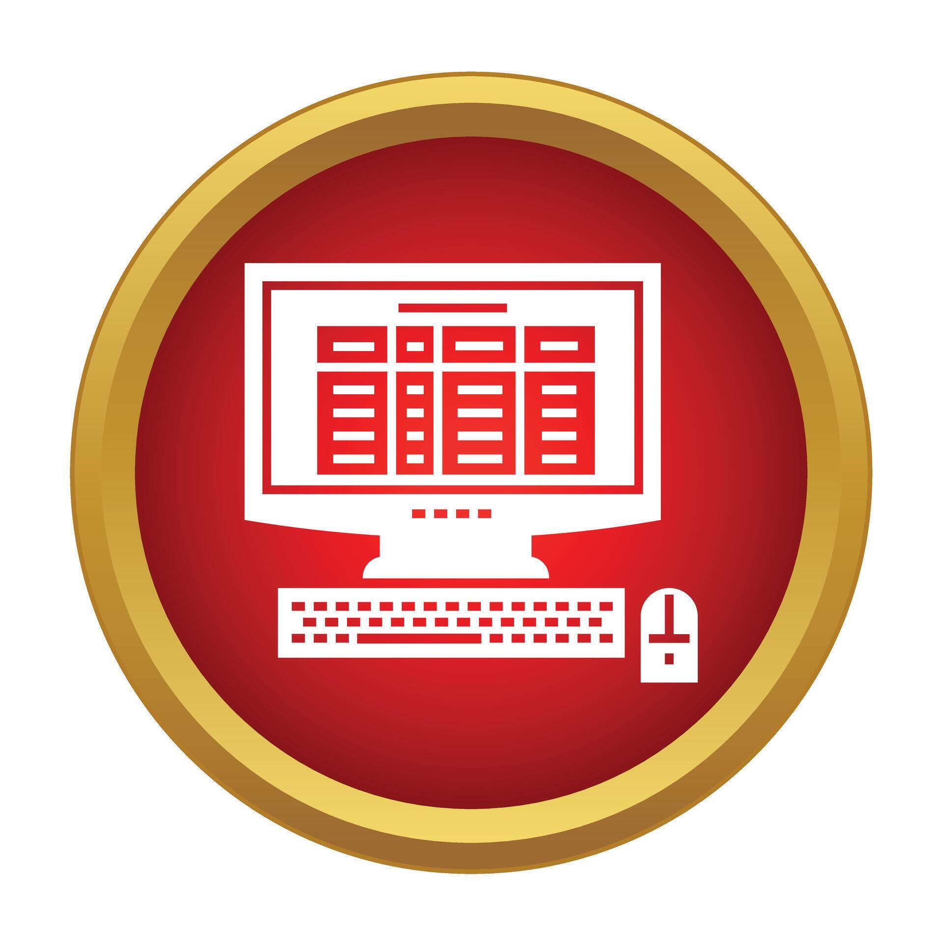 Computer with spreadsheet program icon on button 79561536 Vector Art at ...