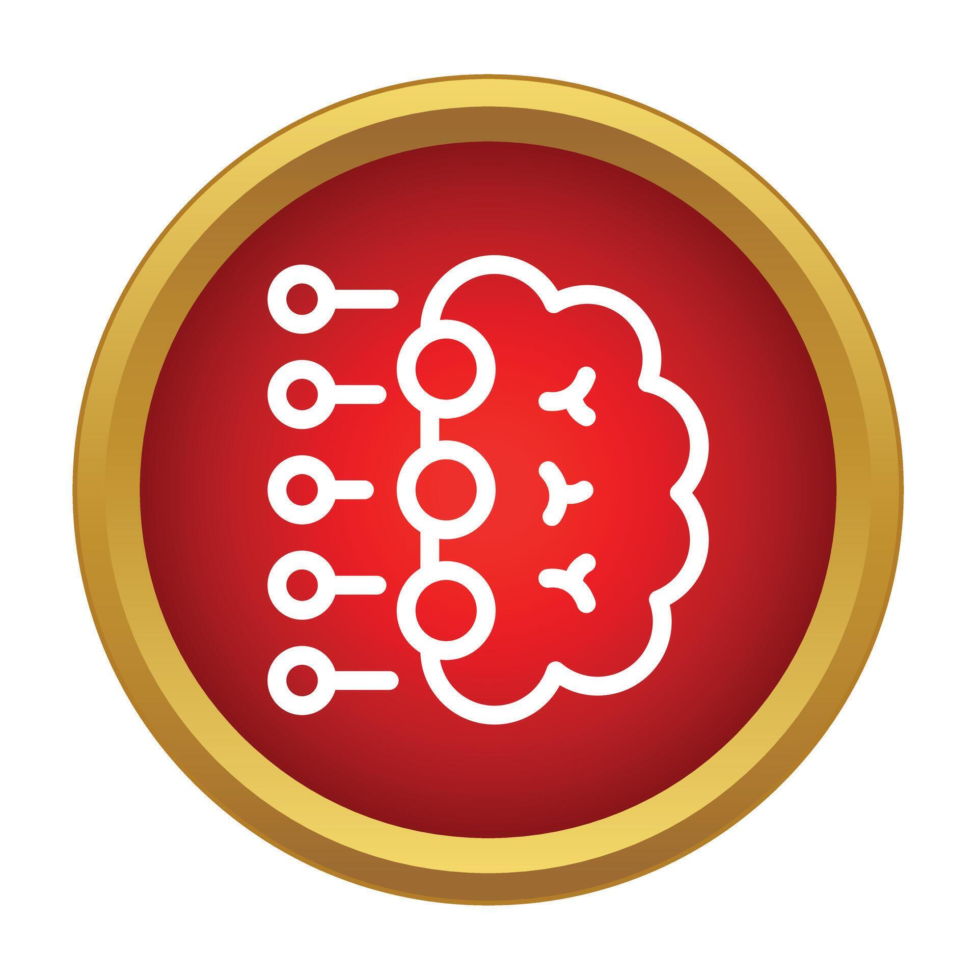Artificial intelligence brain icon with neural network processing data ...