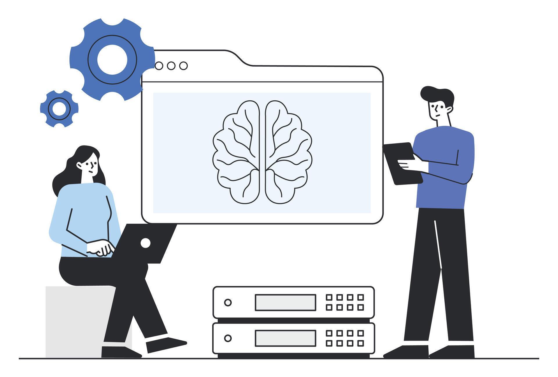 Software engineers optimizing machine learning algorithms and cognitive ...