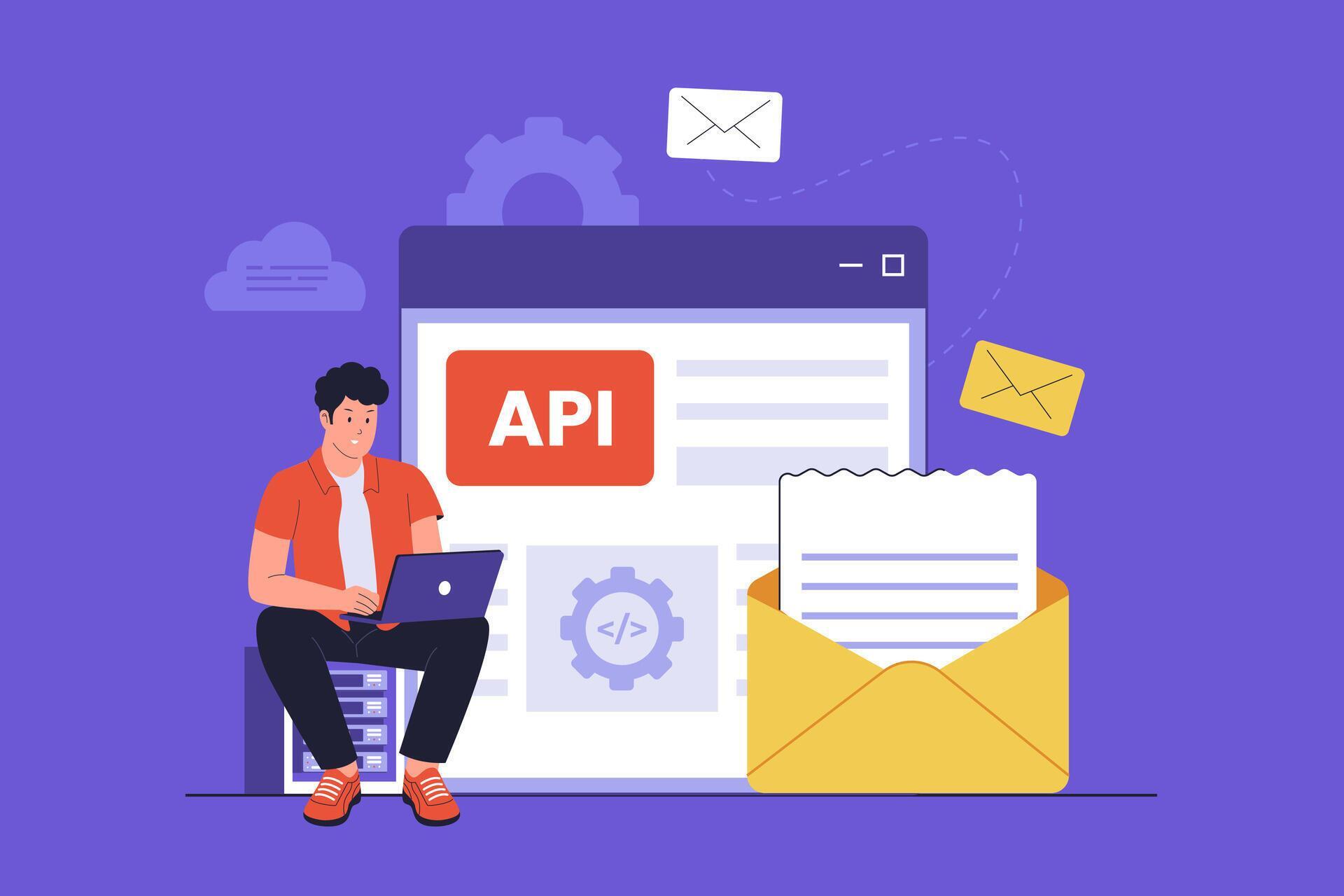 Email API Integration and Developer Workflow 79639453 Vector Art at ...