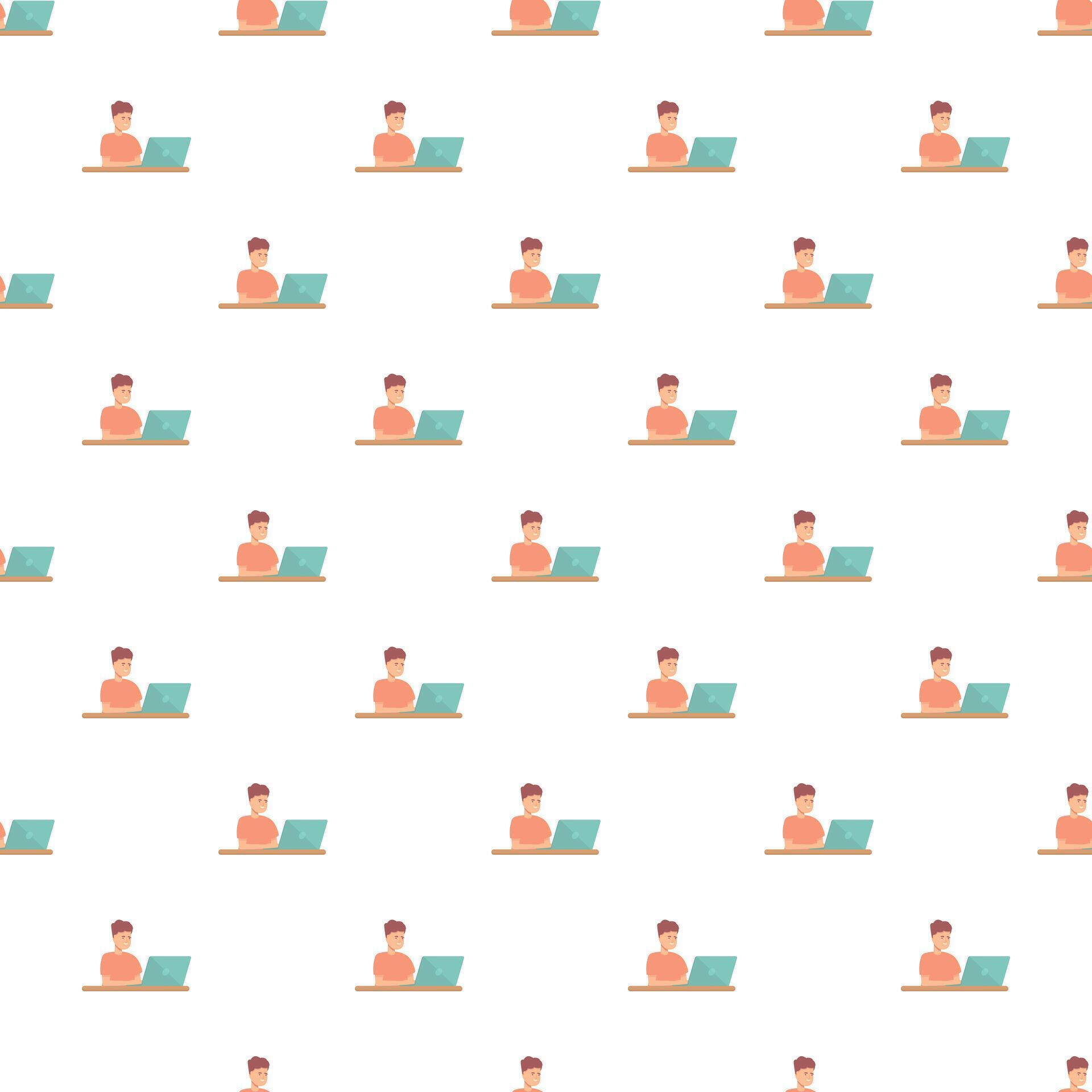 Programmer working on laptop professional computing seamless pattern ...
