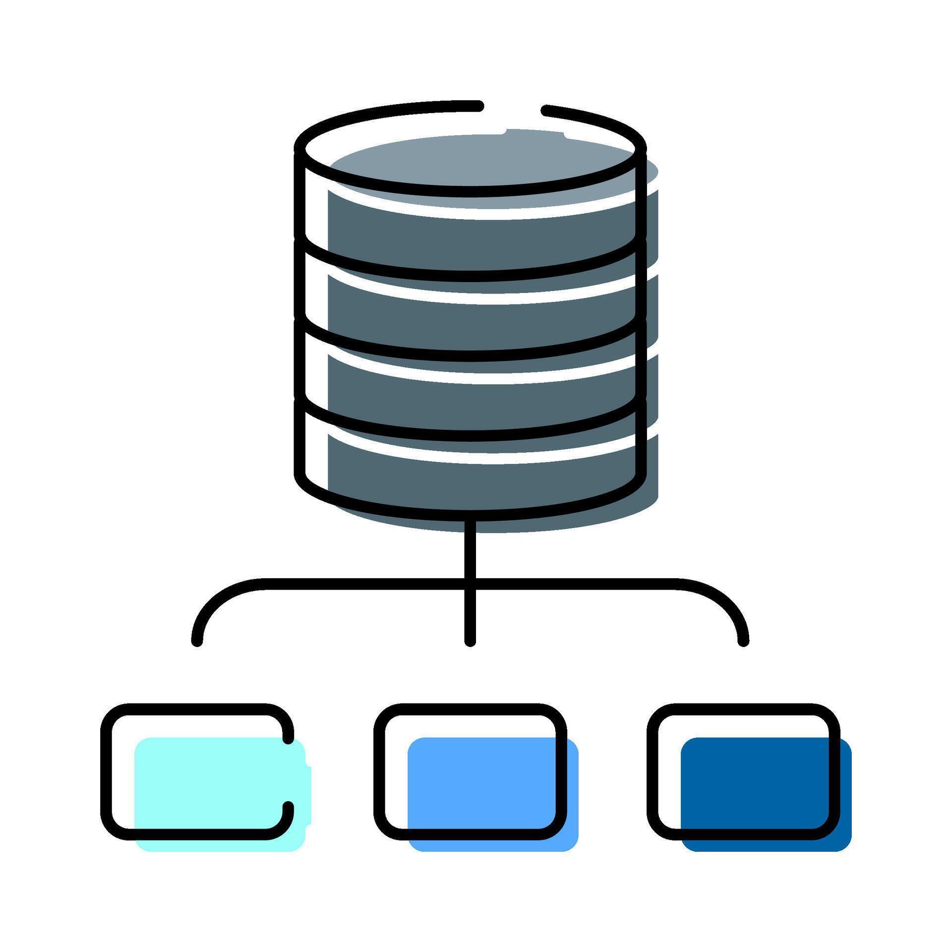 Database icon distributing data to multiple servers 79804560 Vector Art ...