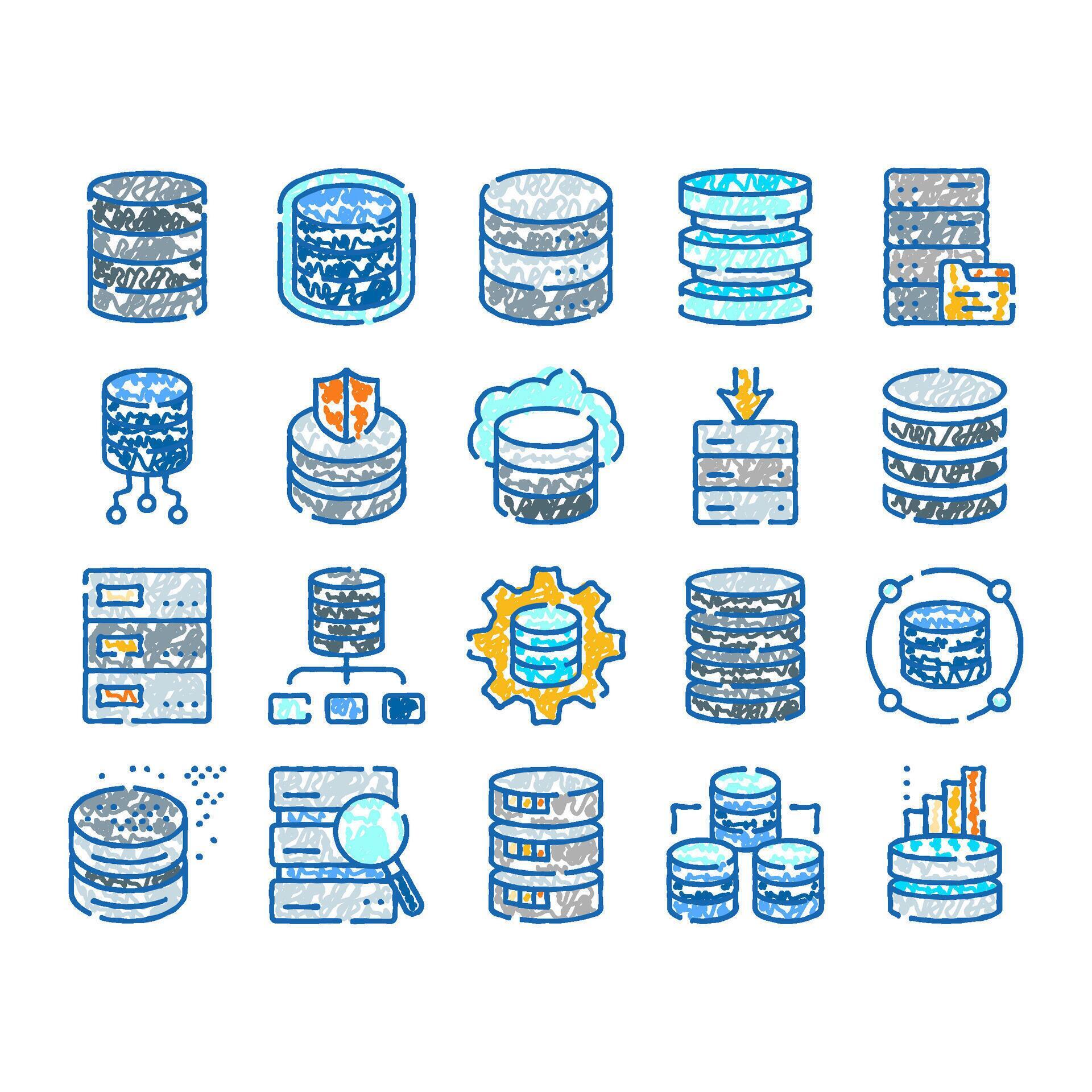 Database server hosting cloud computing technology icons 79805914 ...