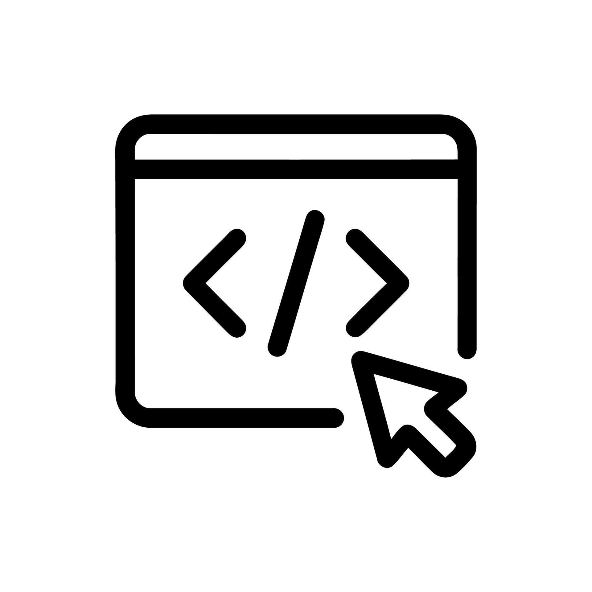 Simple Outline Programming Code Icon with Cursor Pointer 79807765 ...