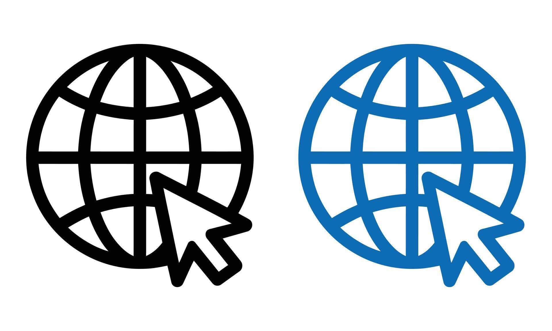Clickable globe icon with mouse pointer 79885693 Vector Art at Vecteezy