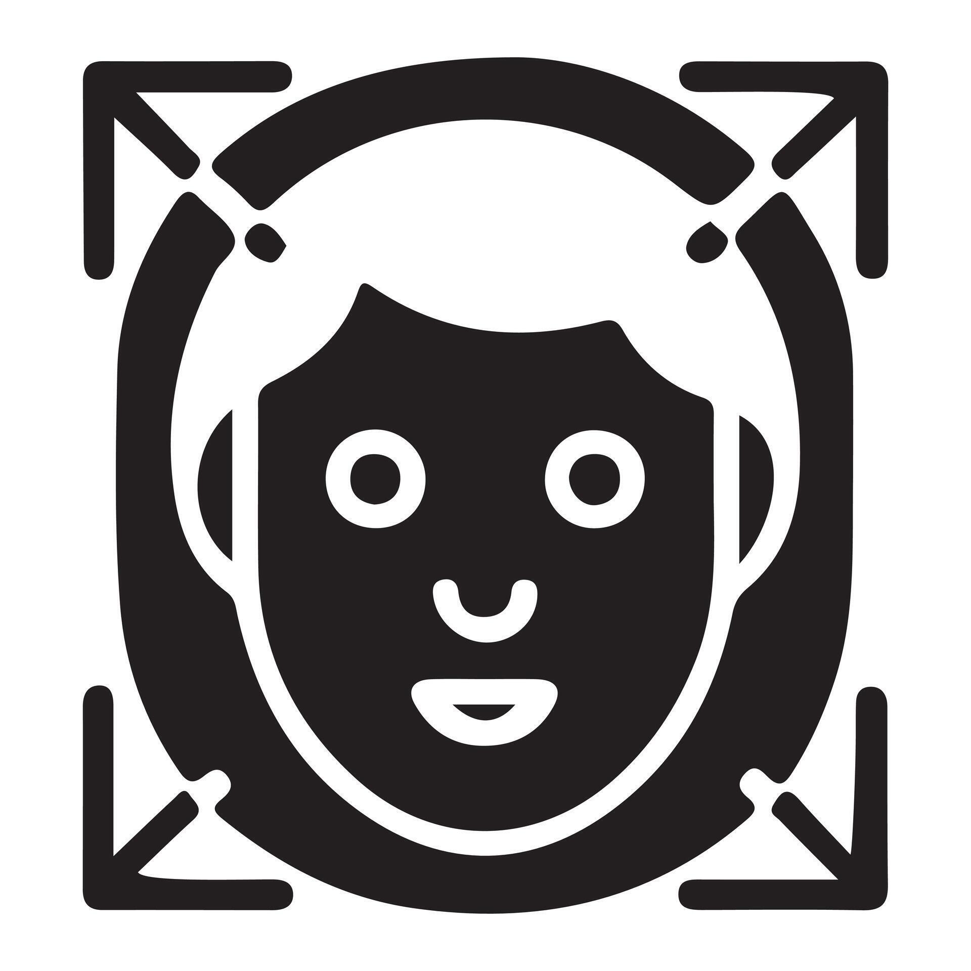 face id scan solid icon advanced user authentication system interface ...