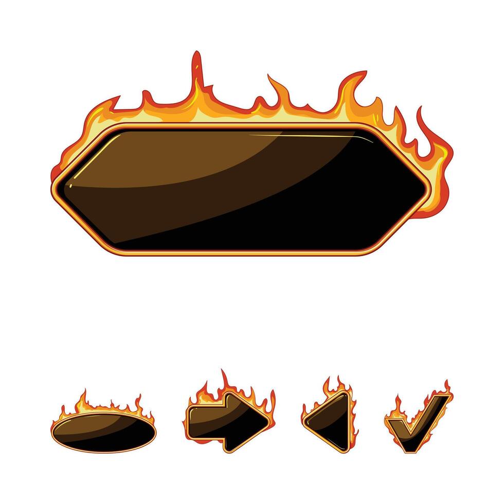Burning game user interface elements and buttons 80030985 Vector Art at ...