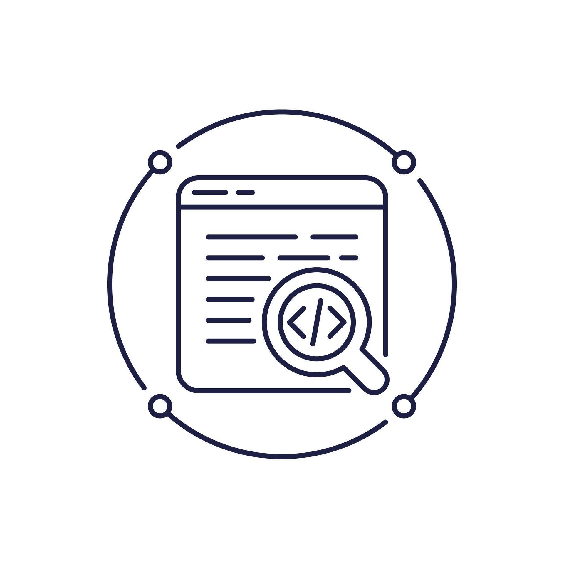 software code audit icon in line design 80070201 Vector Art at Vecteezy