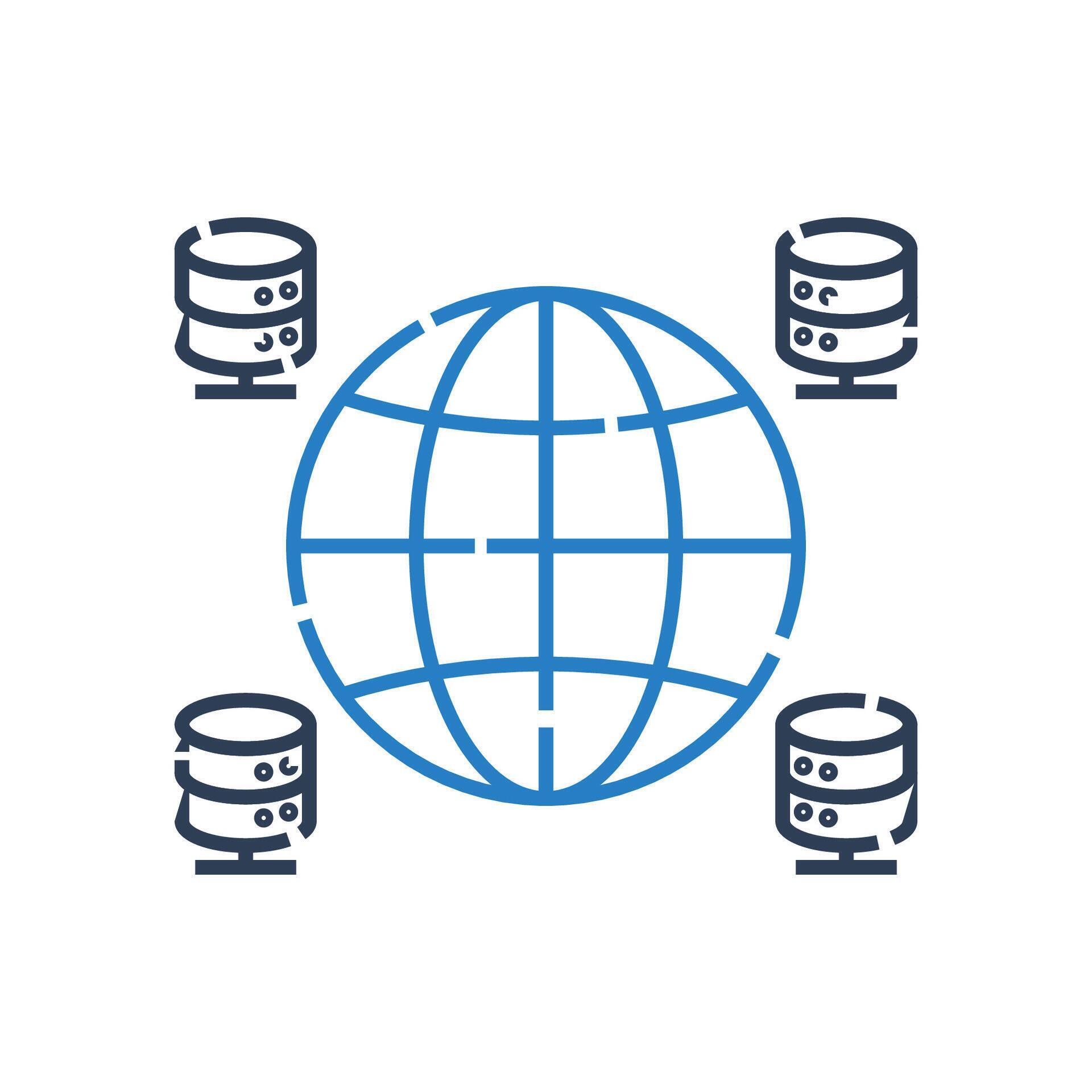 Edge computing icon for decentralized data, Network icon for ...