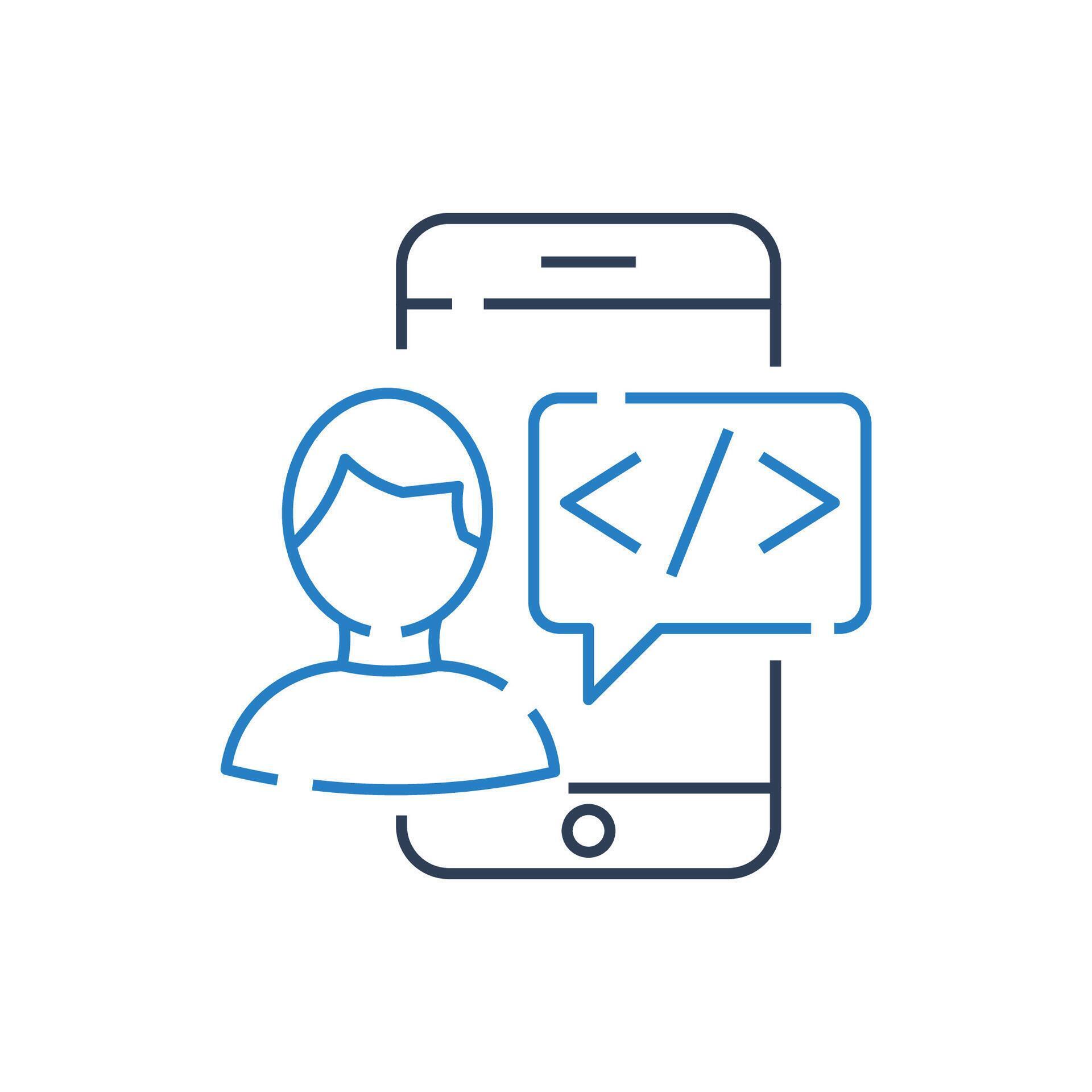 Mobile App Development icon for developer communication, App ...