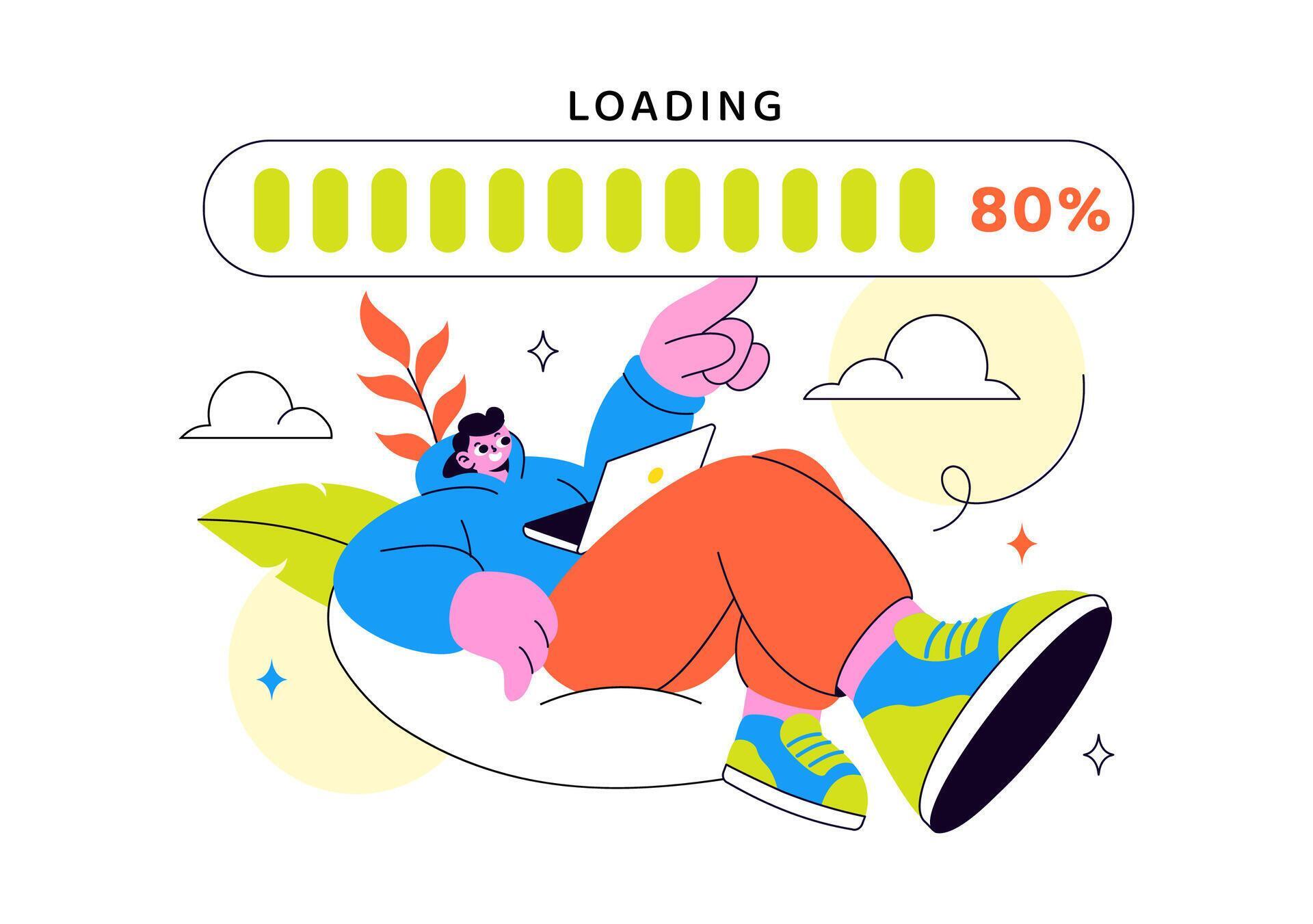 Loading Illustration Featuring Mobile Application Buffering Status And ...