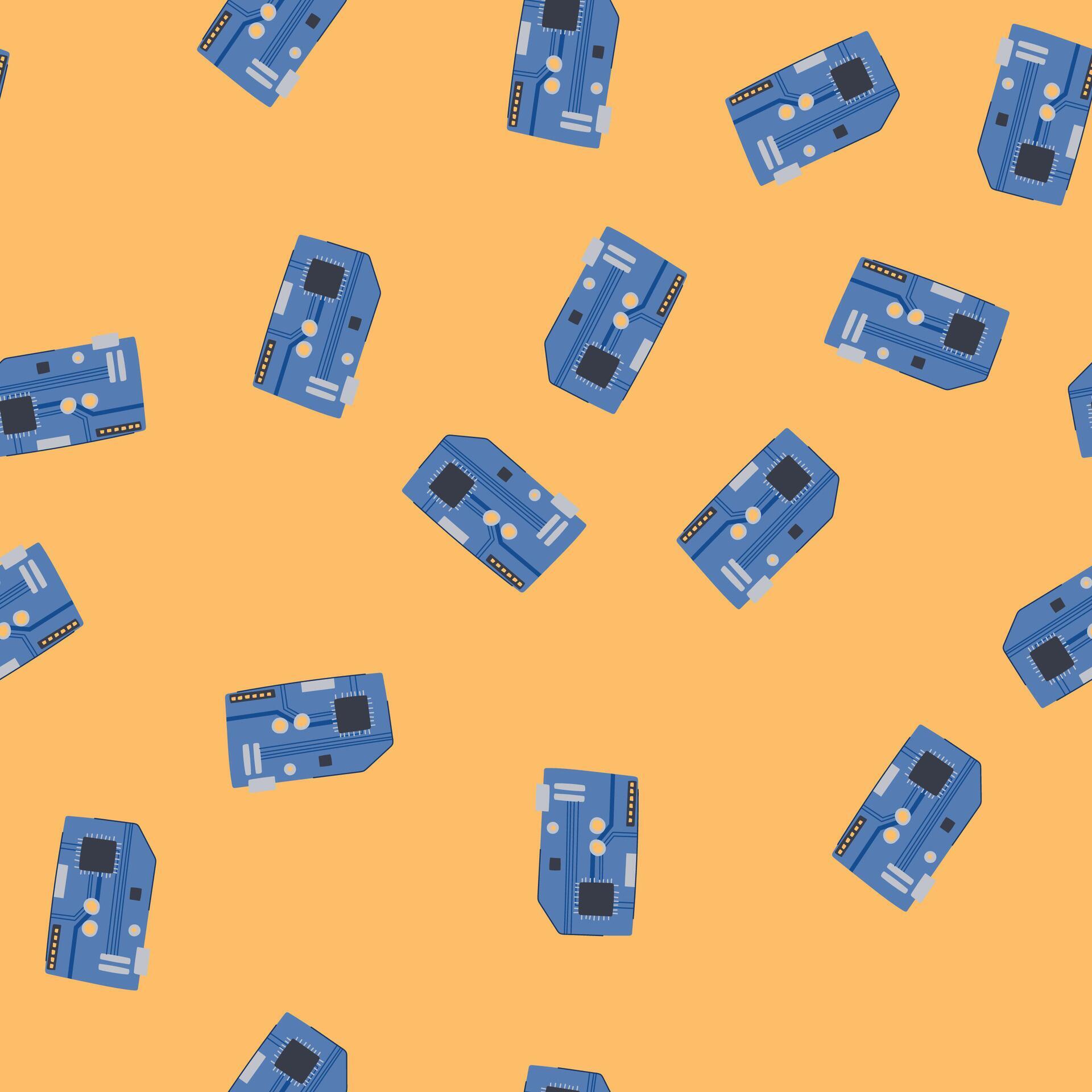 seamless pattern semiconductor microcontroller cartoon 80194028 Vector ...