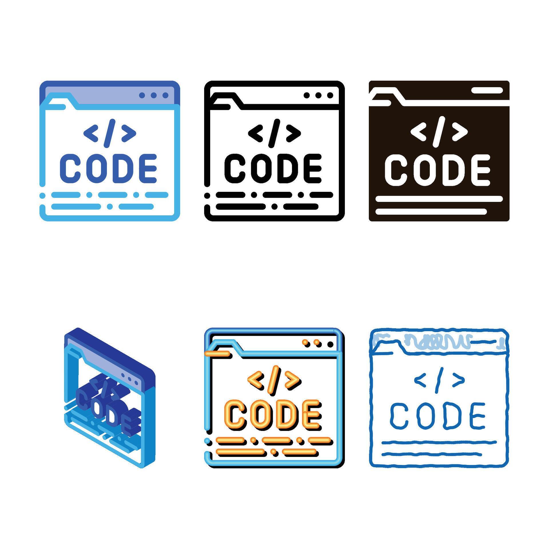 code file computer system thin line icon multistyle 80249495 Vector Art ...