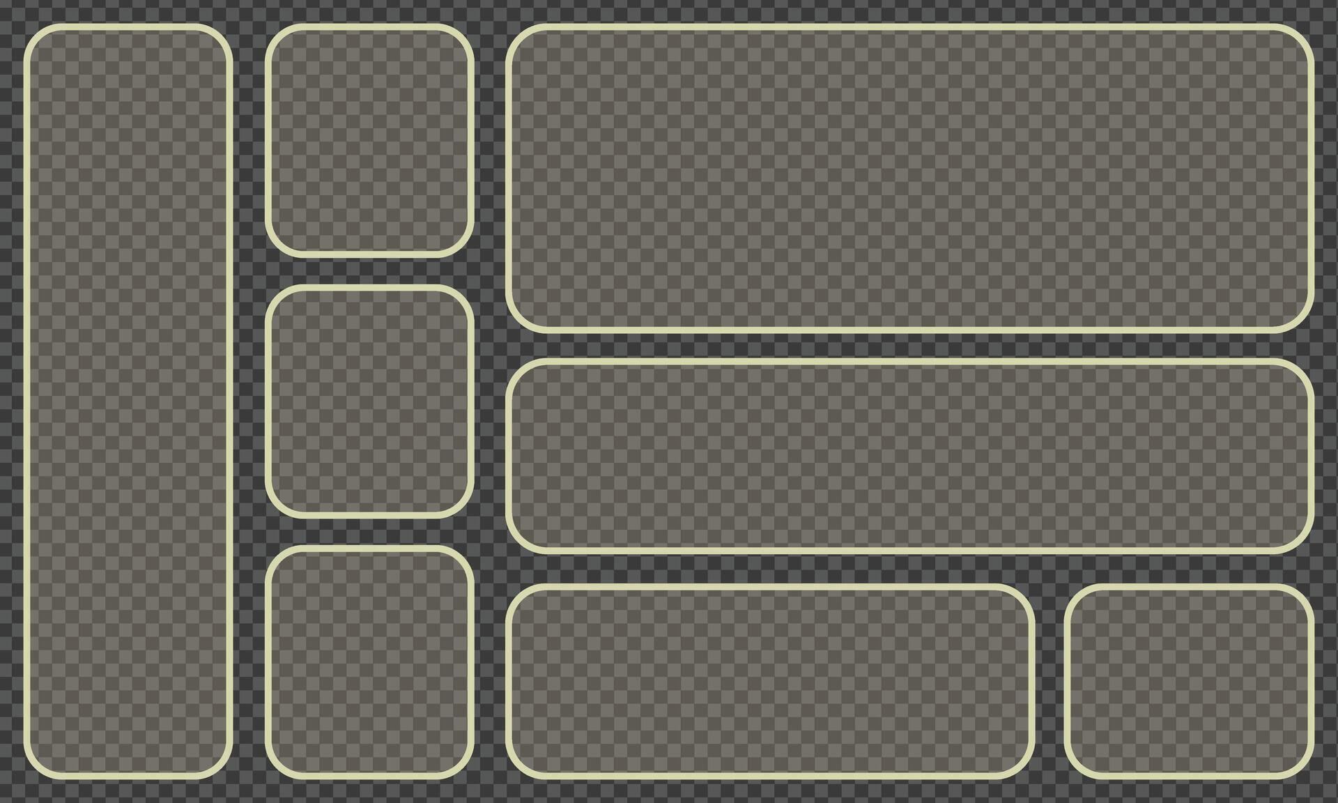 Modern Rounded Rectangle Wireframe UI Layout Template Set 80446489 ...