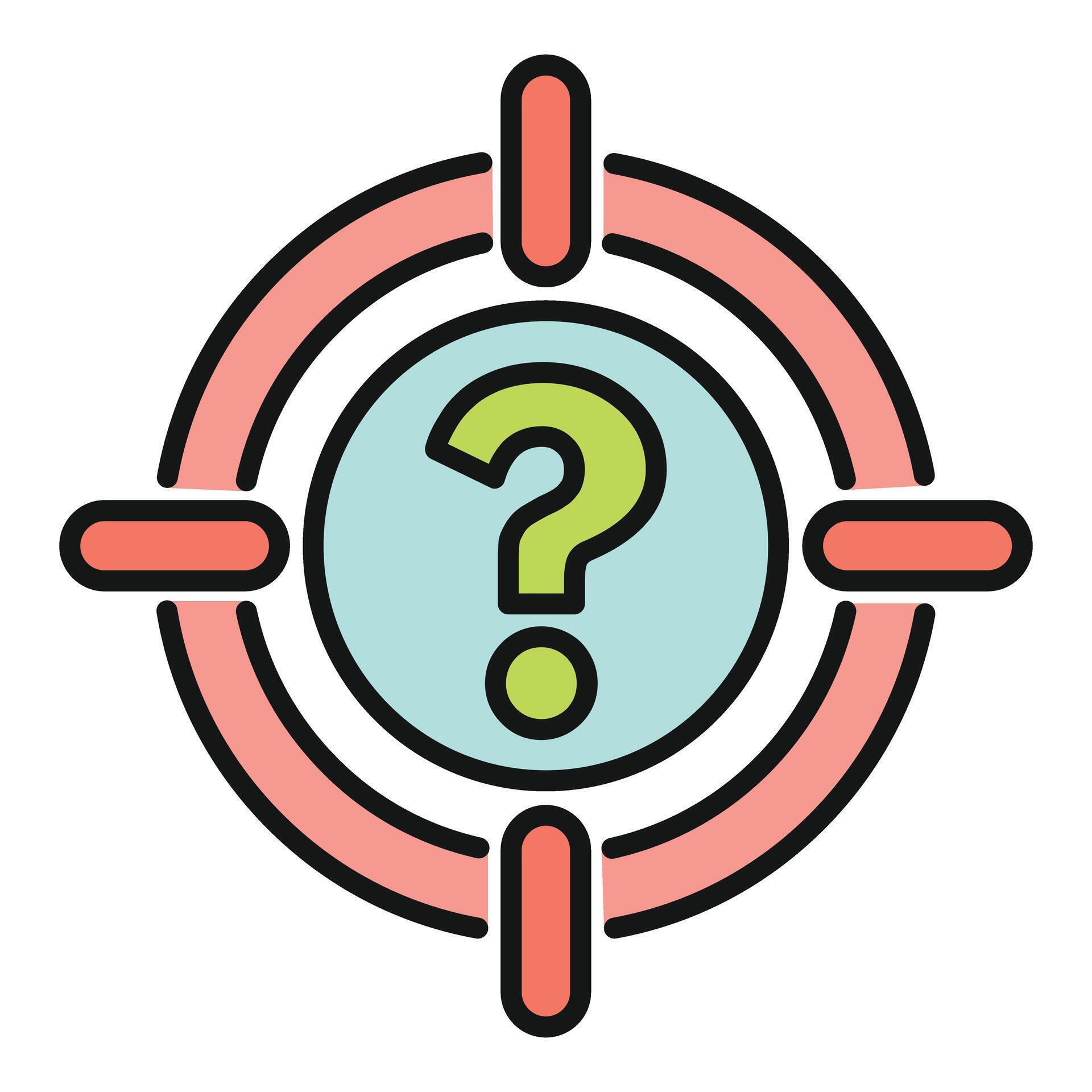 Question mark target representing problem finding and solution 80520817 ...