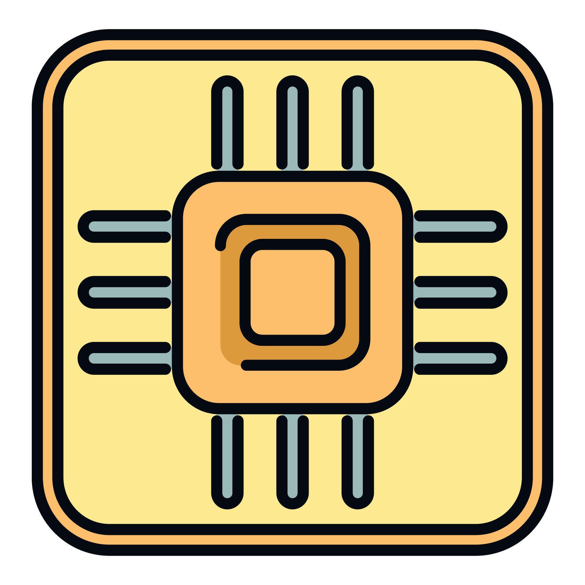 Computer microchip processor icon representing technology and data ...