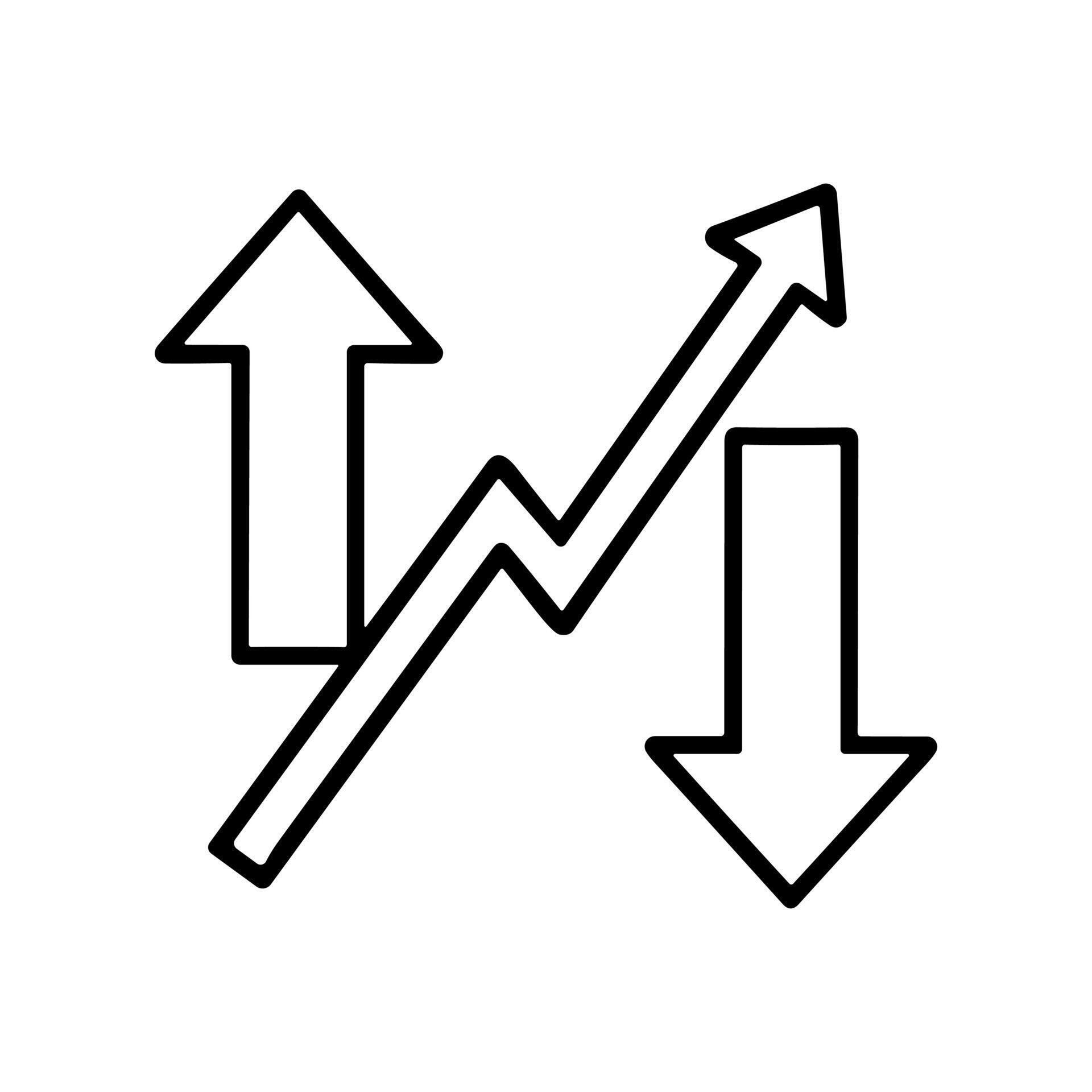Arrow Graph Showing Increase and Decrease in Line Chart Style 80608466 ...
