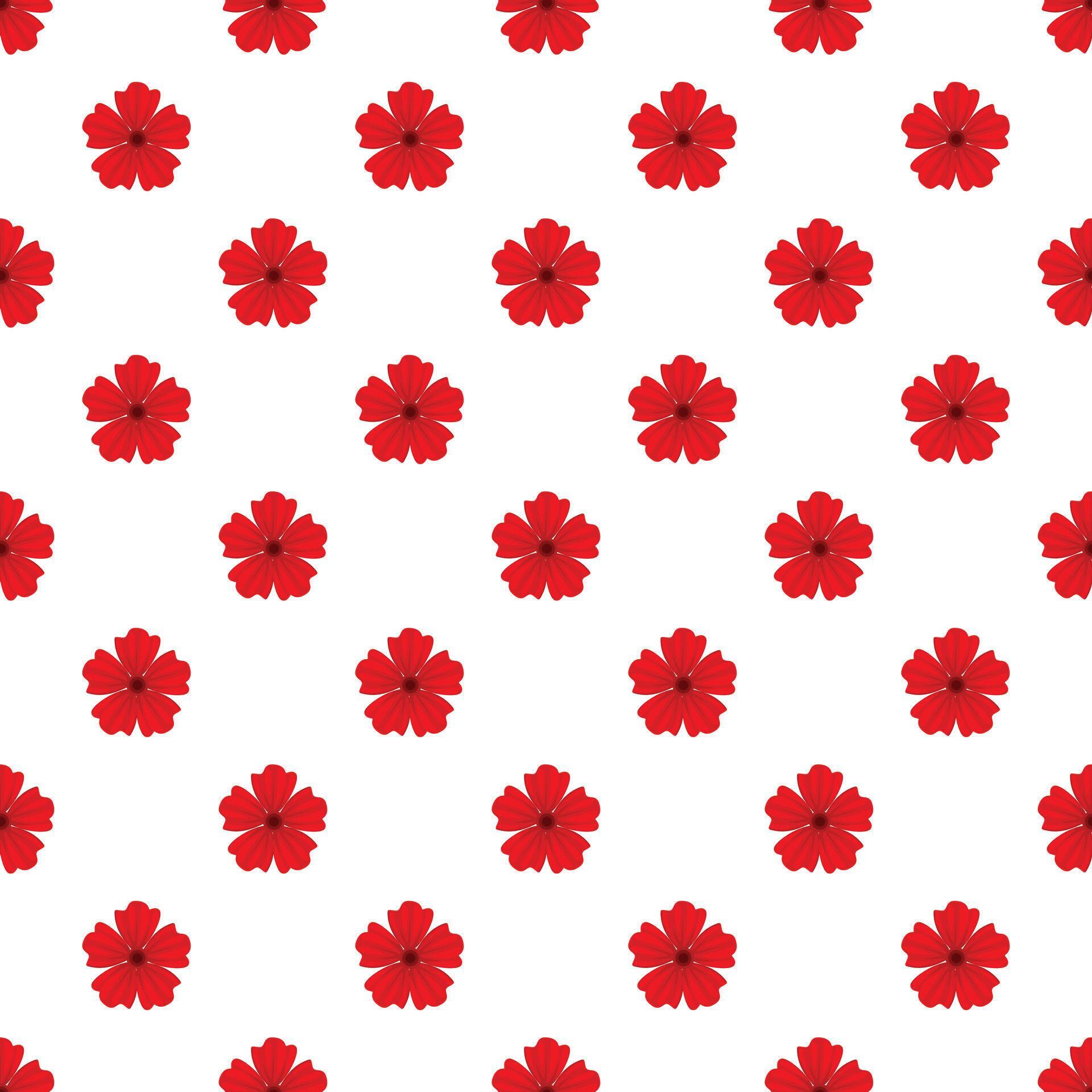 Red flower seamless pattern on white background 80708731 Vector Art at ...