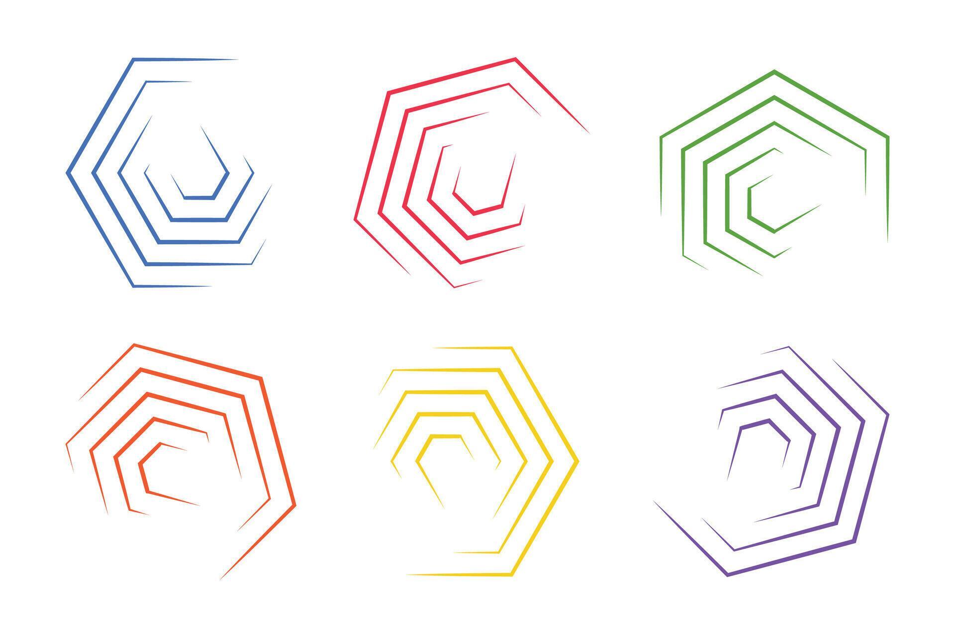 Hexagonal line elements collection 80720060 Vector Art at Vecteezy