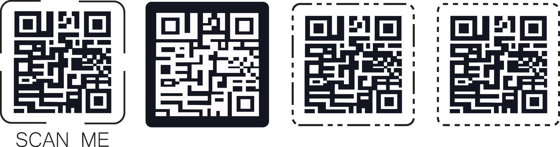 QR code icons and barcode signs, containing precise interface elements ...