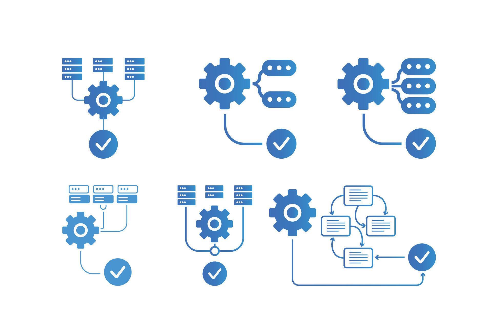 Automated Workflow and Data Processing Icon Set 80775654 Vector Art at ...