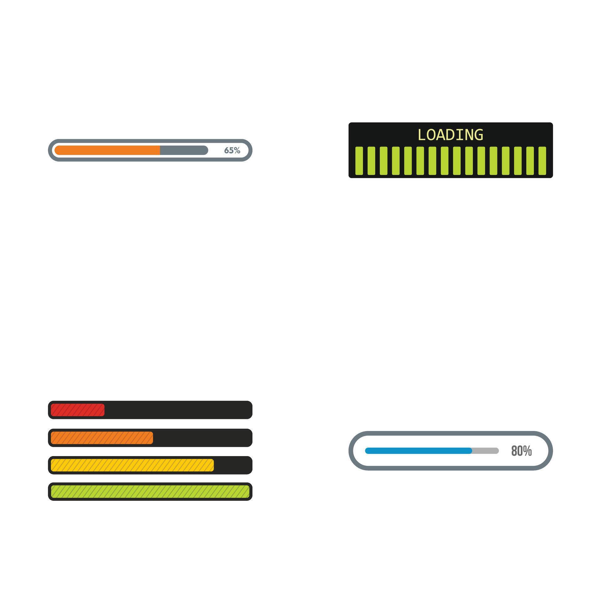 Loading progress bar indicator set 80807817 Vector Art at Vecteezy